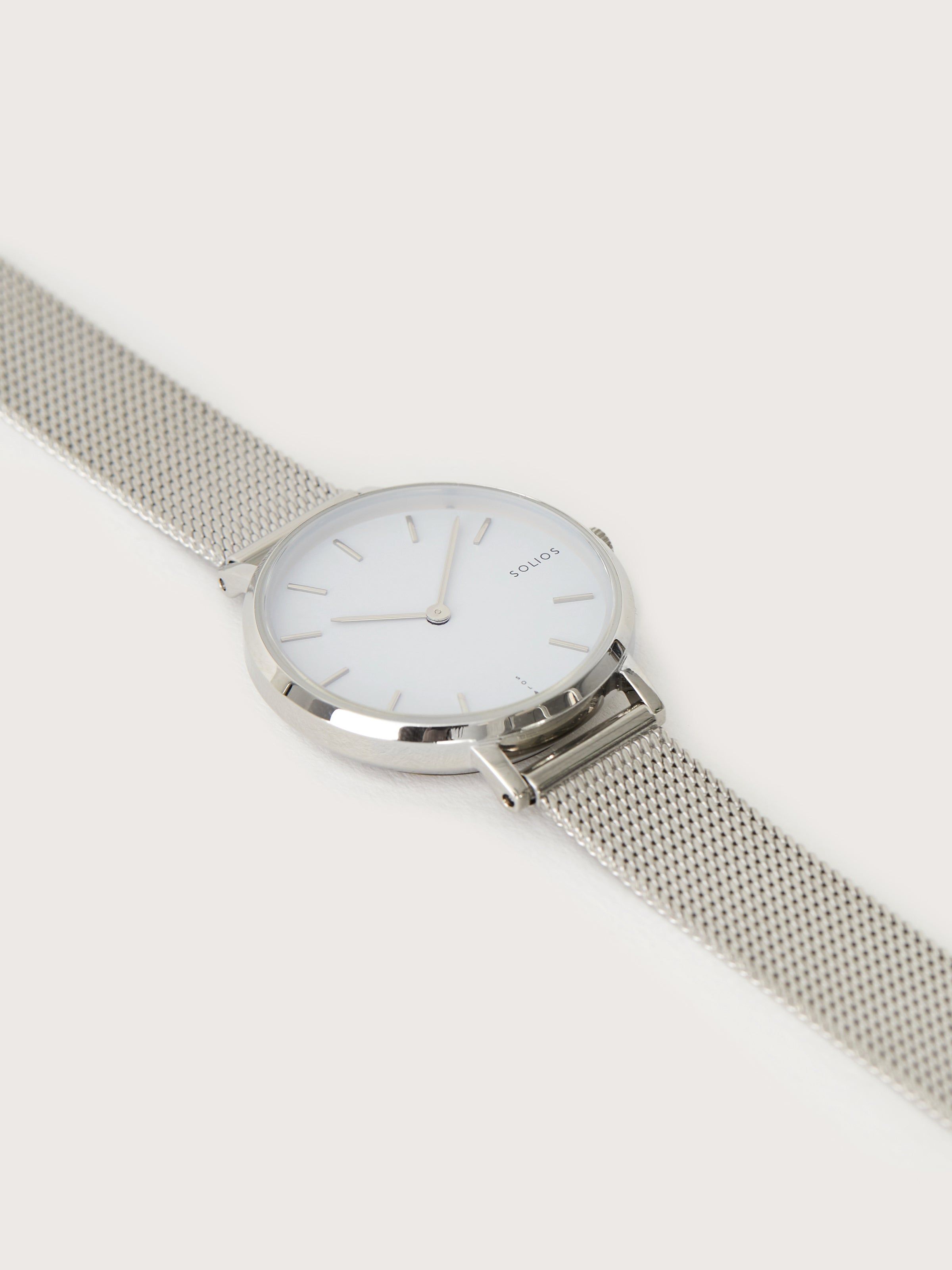 Solios Watches - The Solar White - Silver Mesh & Silver Case sold by Frank & Oak product image thumbnail 2