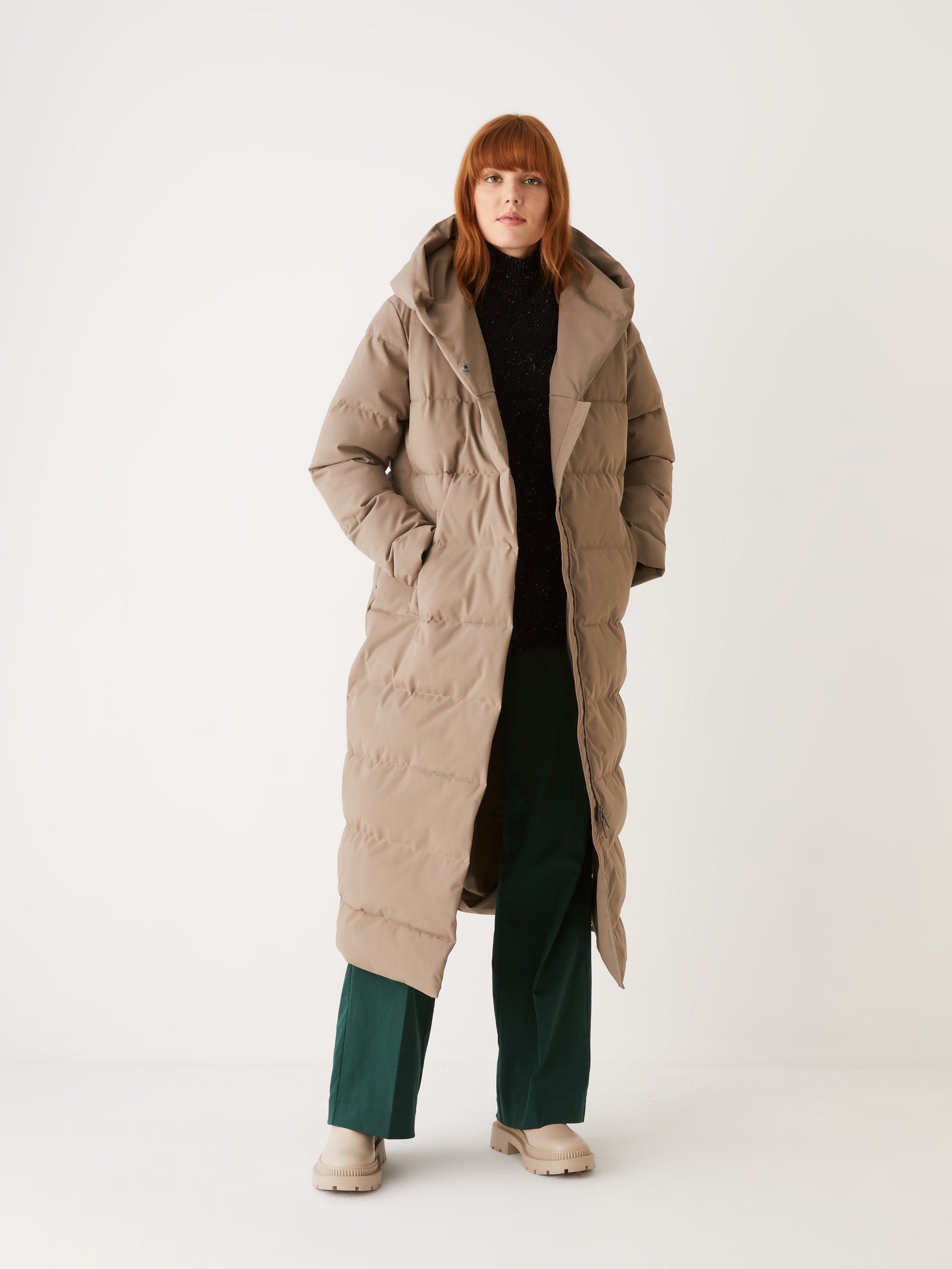 The Highland Long Puffer Coat in Walnut sold by Frank & Oak product image thumbnail 5