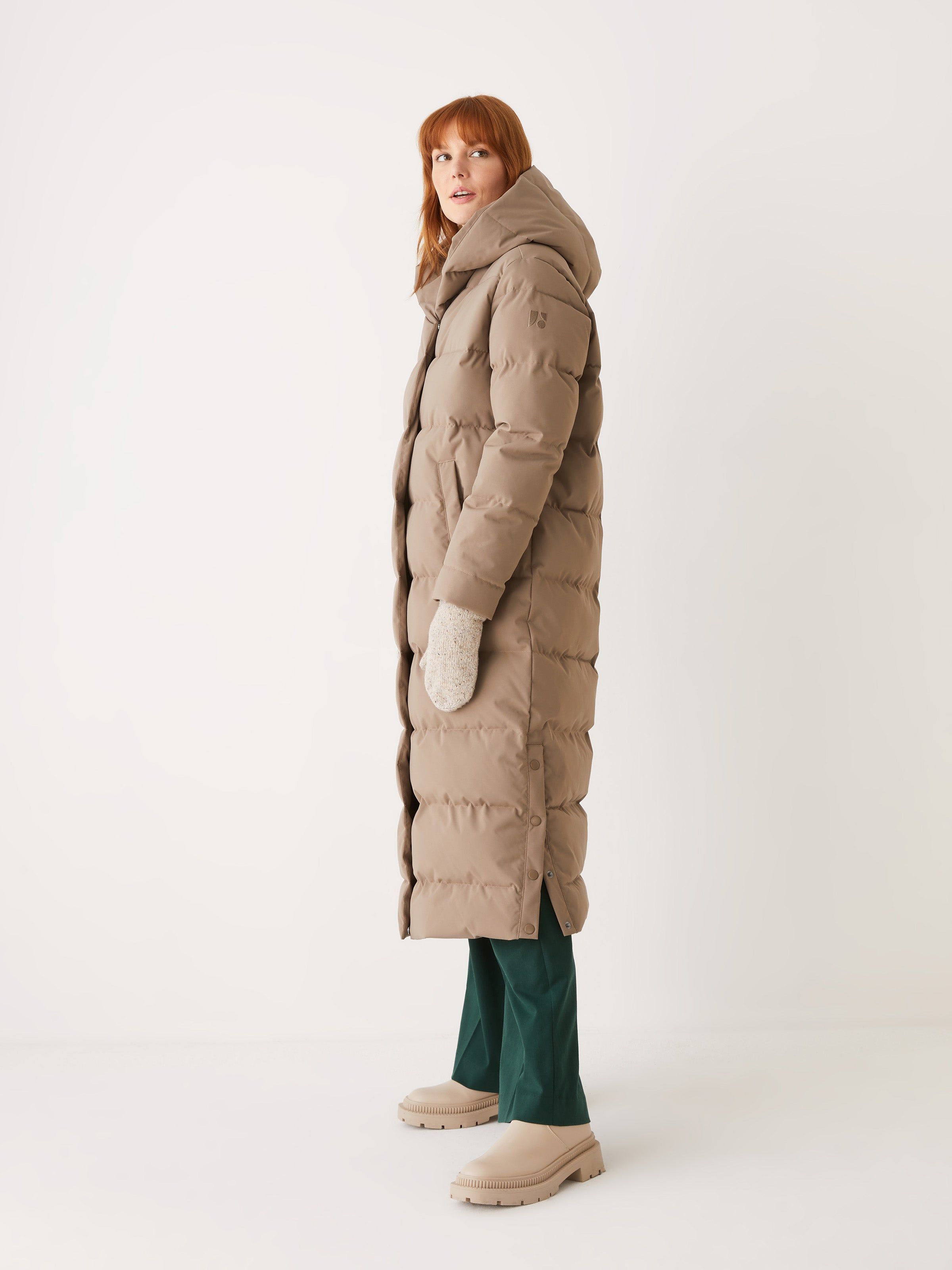 The Highland Long Puffer Coat in Walnut sold by Frank & Oak product image thumbnail 4