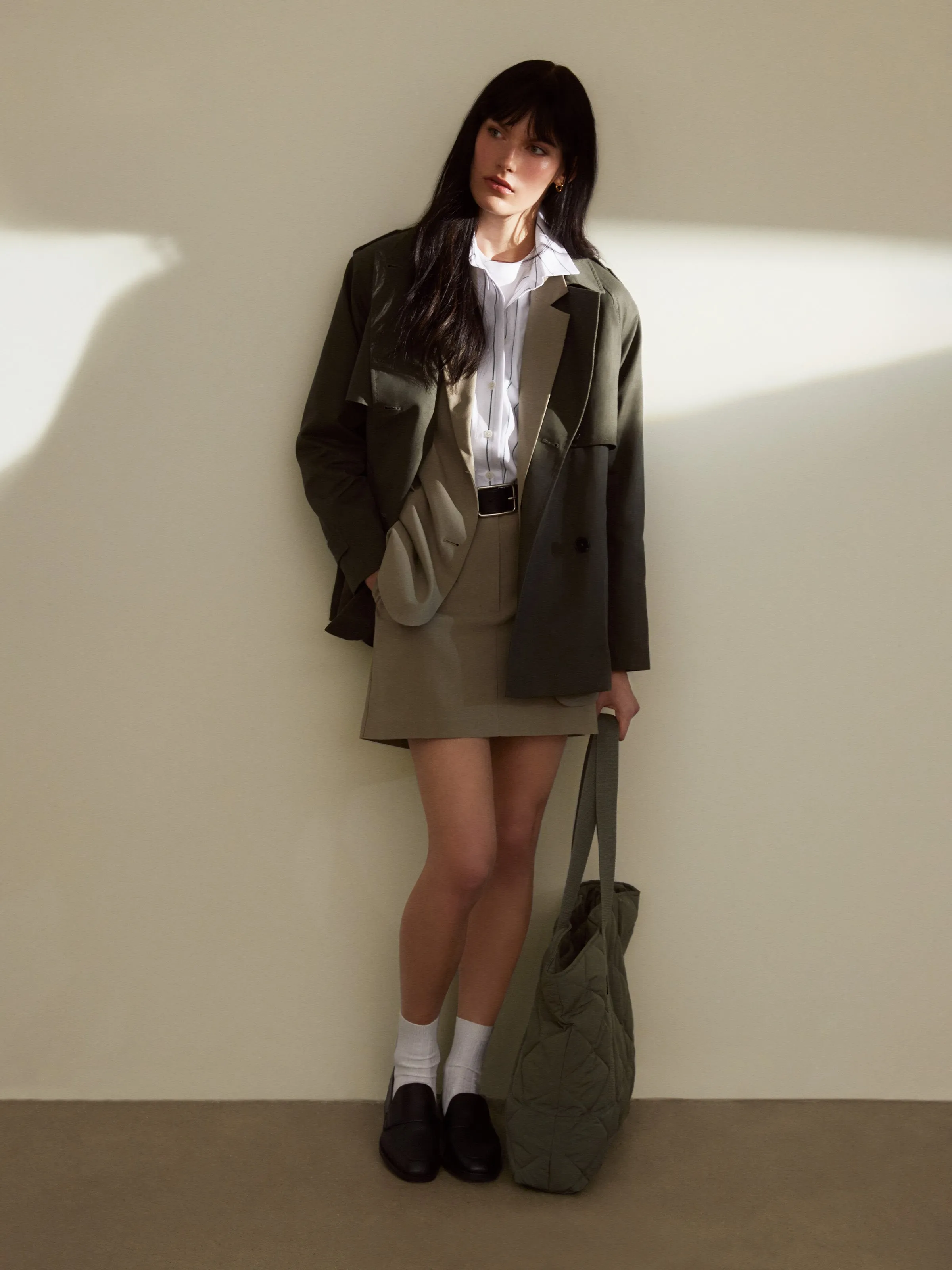 The Kapok Cropped Trench Coat in Boreal Green sold by Frank & Oak product image thumbnail 2