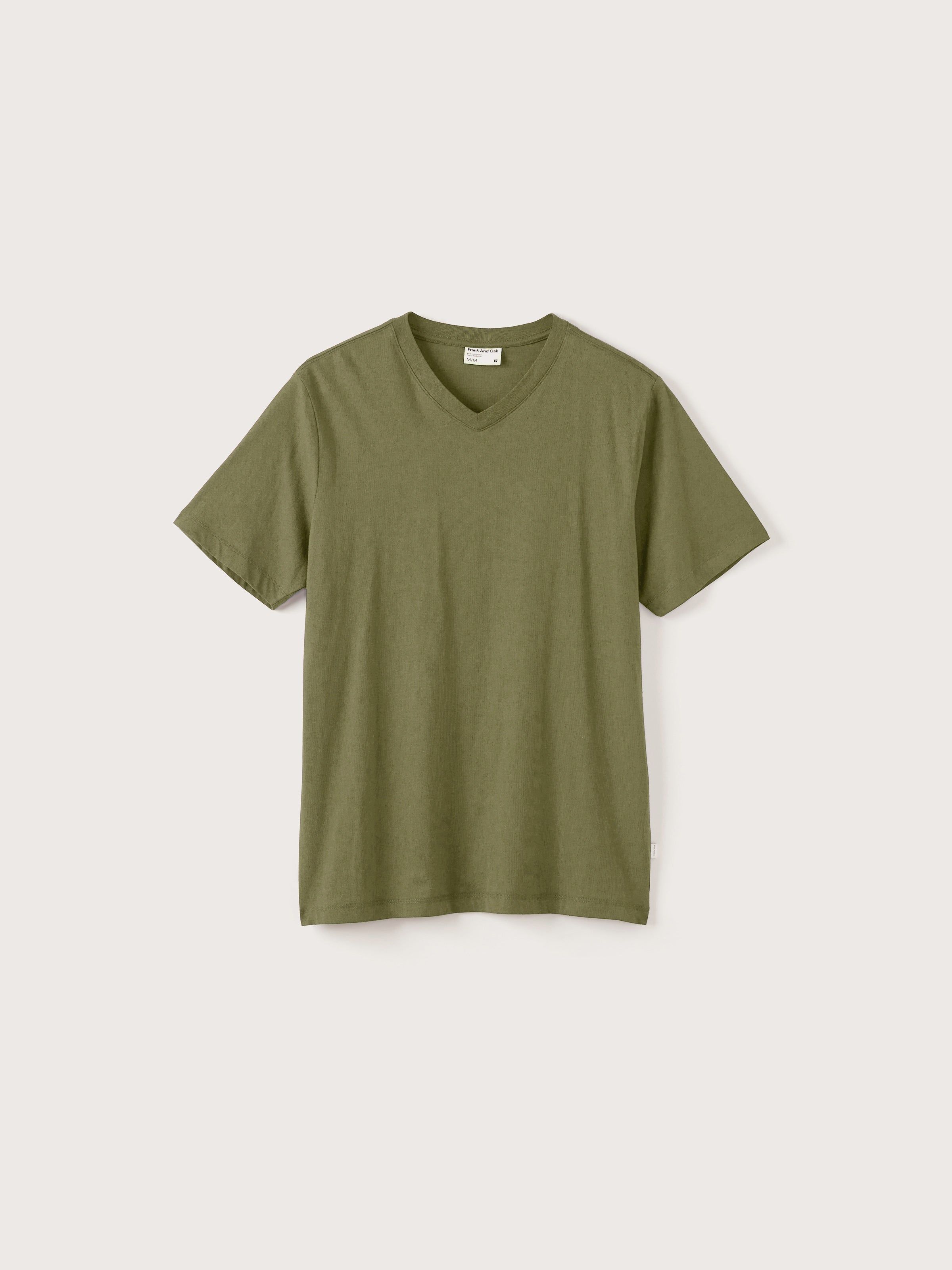 The Essential V-neck T-Shirt in Lichen Green sold by Frank & Oak product image thumbnail 4