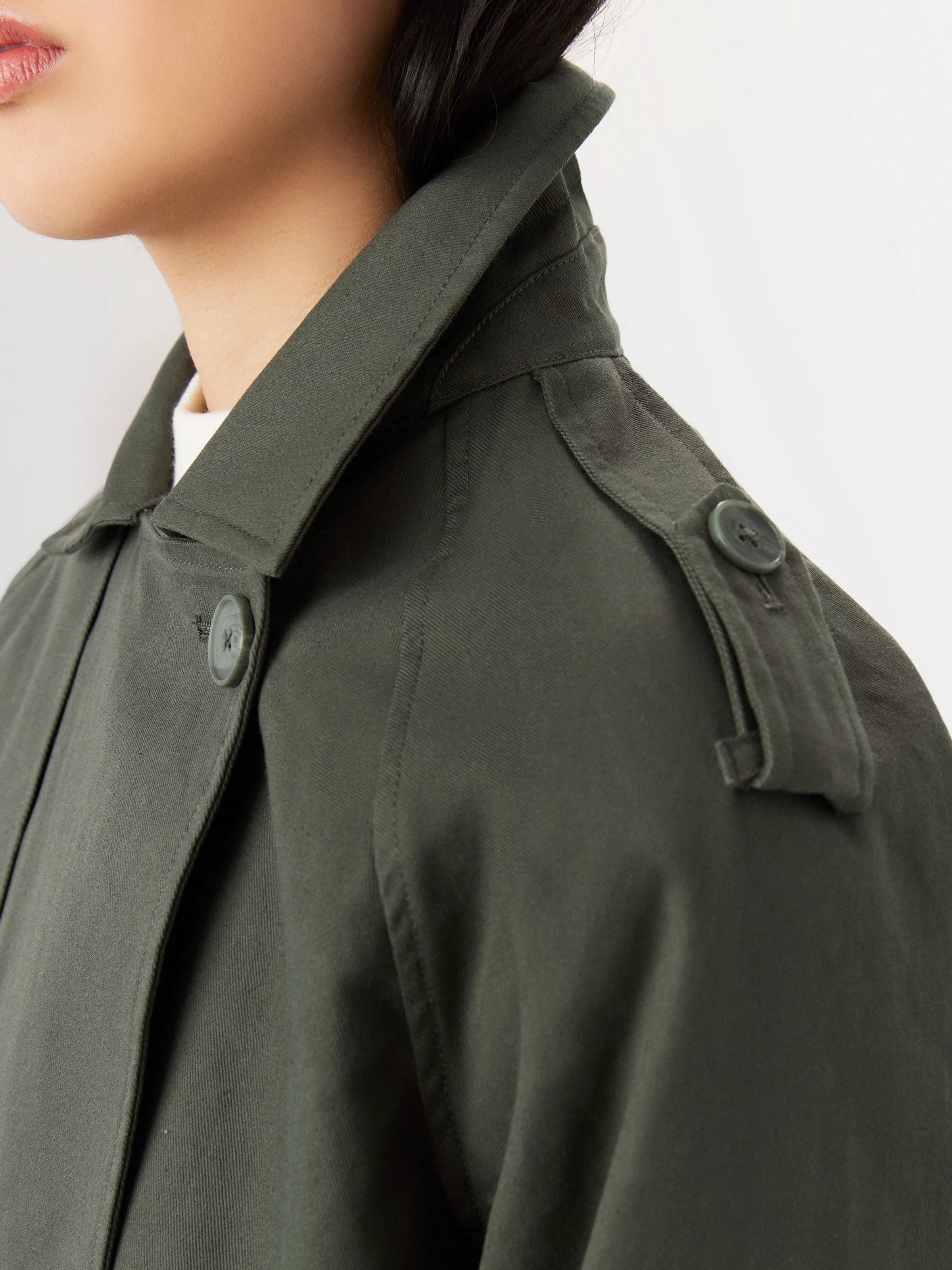 The Kapok Cropped Trench Coat in Boreal Green sold by Frank & Oak product image thumbnail 3