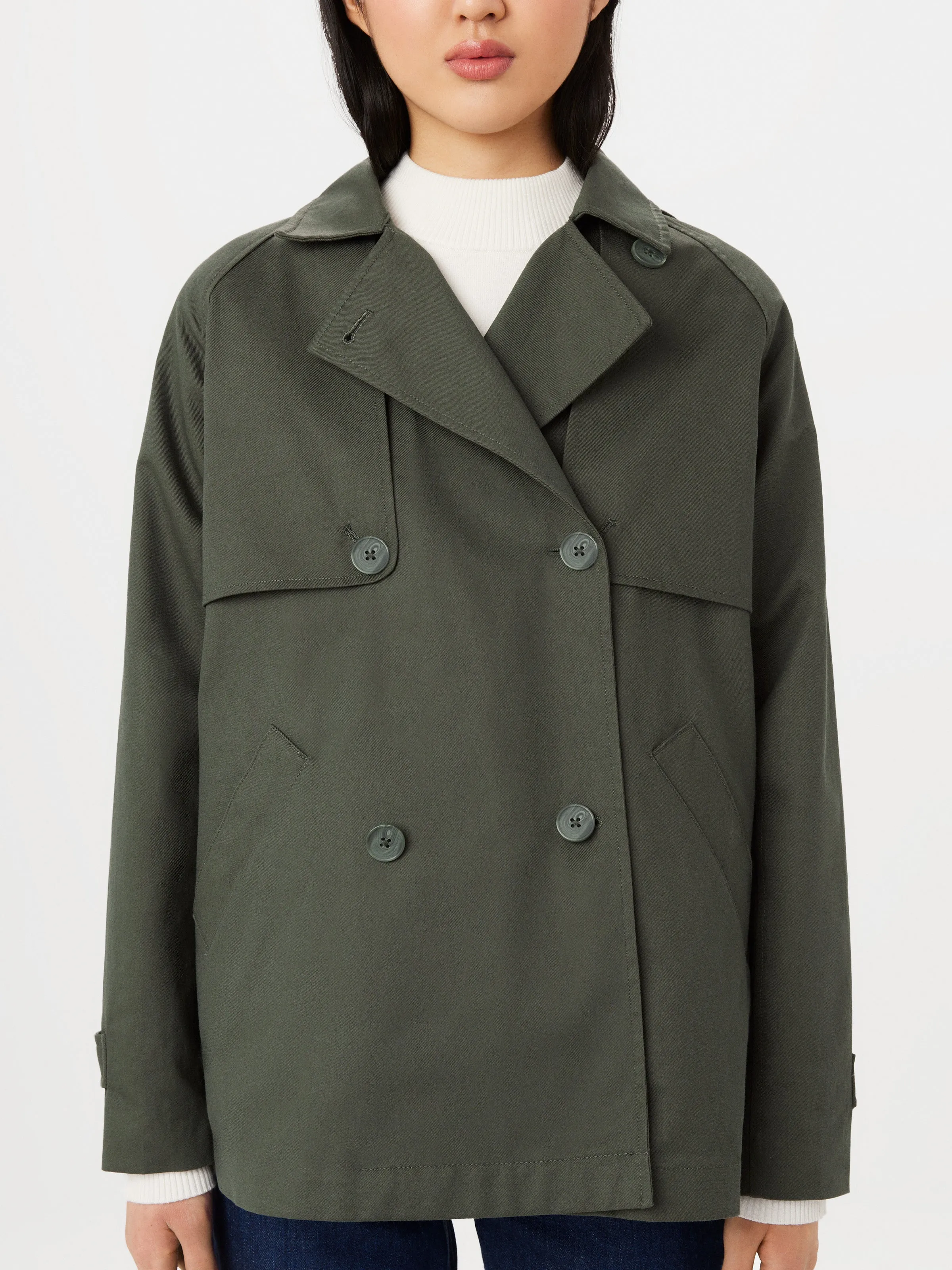 The Kapok Cropped Trench Coat in Boreal Green sold by Frank & Oak product image thumbnail 4