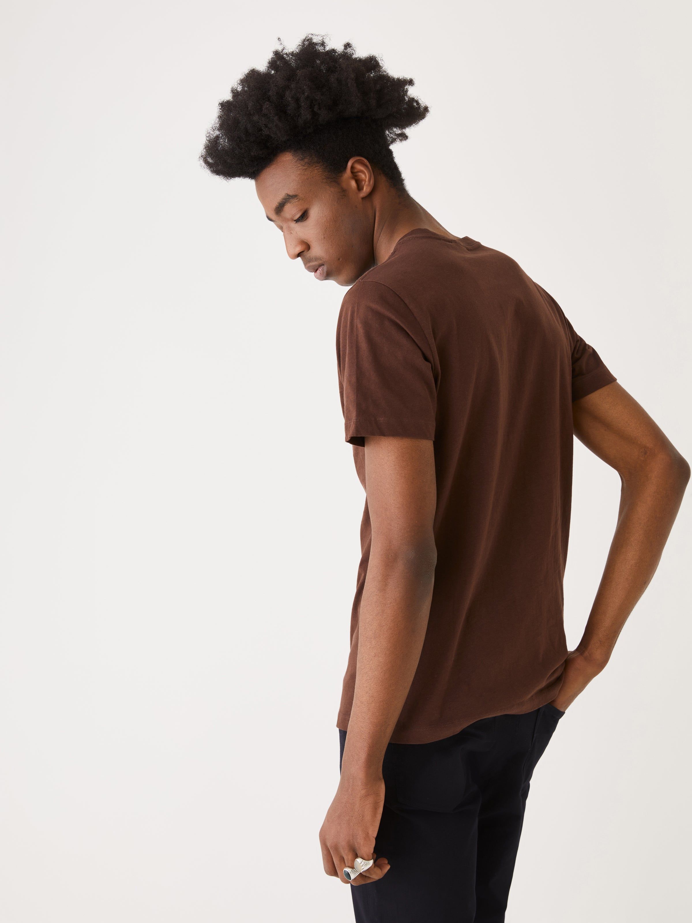 The Slim V-Neck T-Shirt in Dark Coffée sold by Frank & Oak product image thumbnail 2