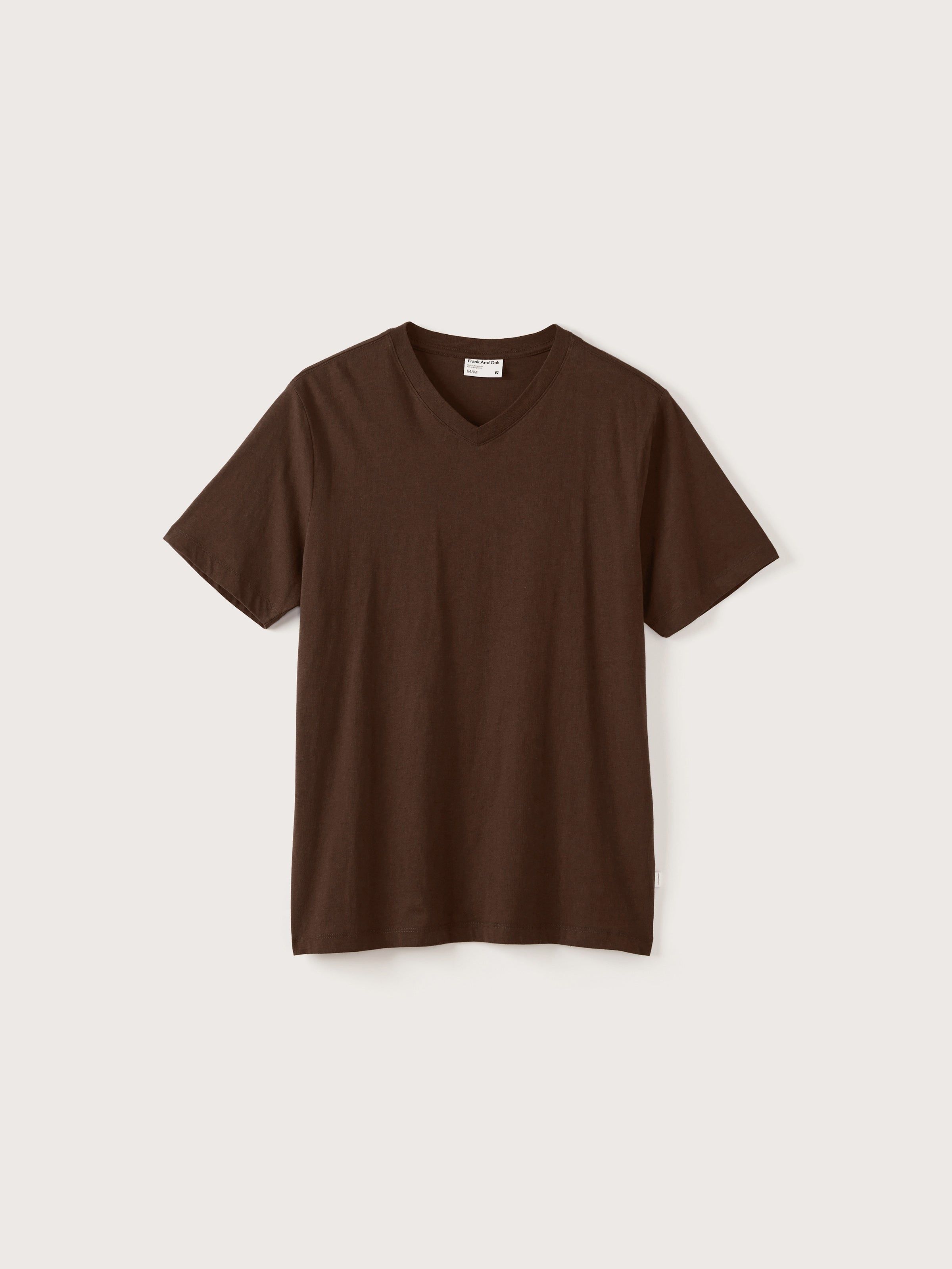 The Slim V-Neck T-Shirt in Dark Coffée sold by Frank & Oak product image thumbnail 5