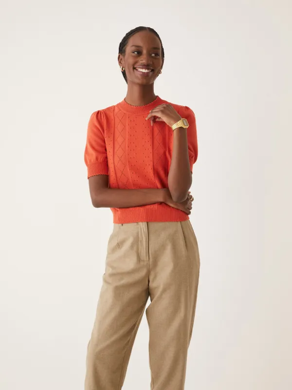 The Pointelle Sweater in Ochre Red made by Frank & Oak