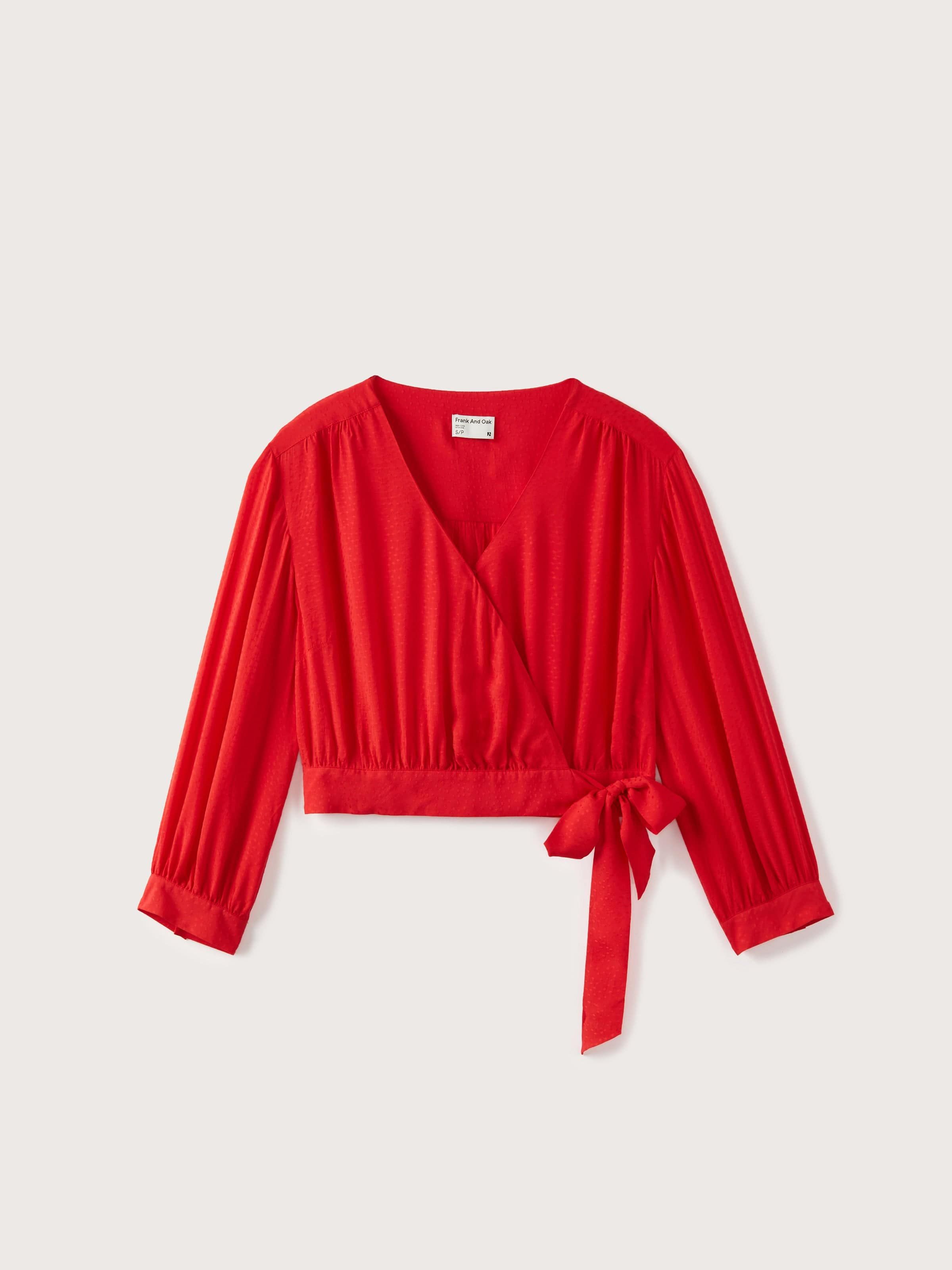 The Textured Wrap Top in Tomato Red sold by Frank & Oak product image thumbnail 5
