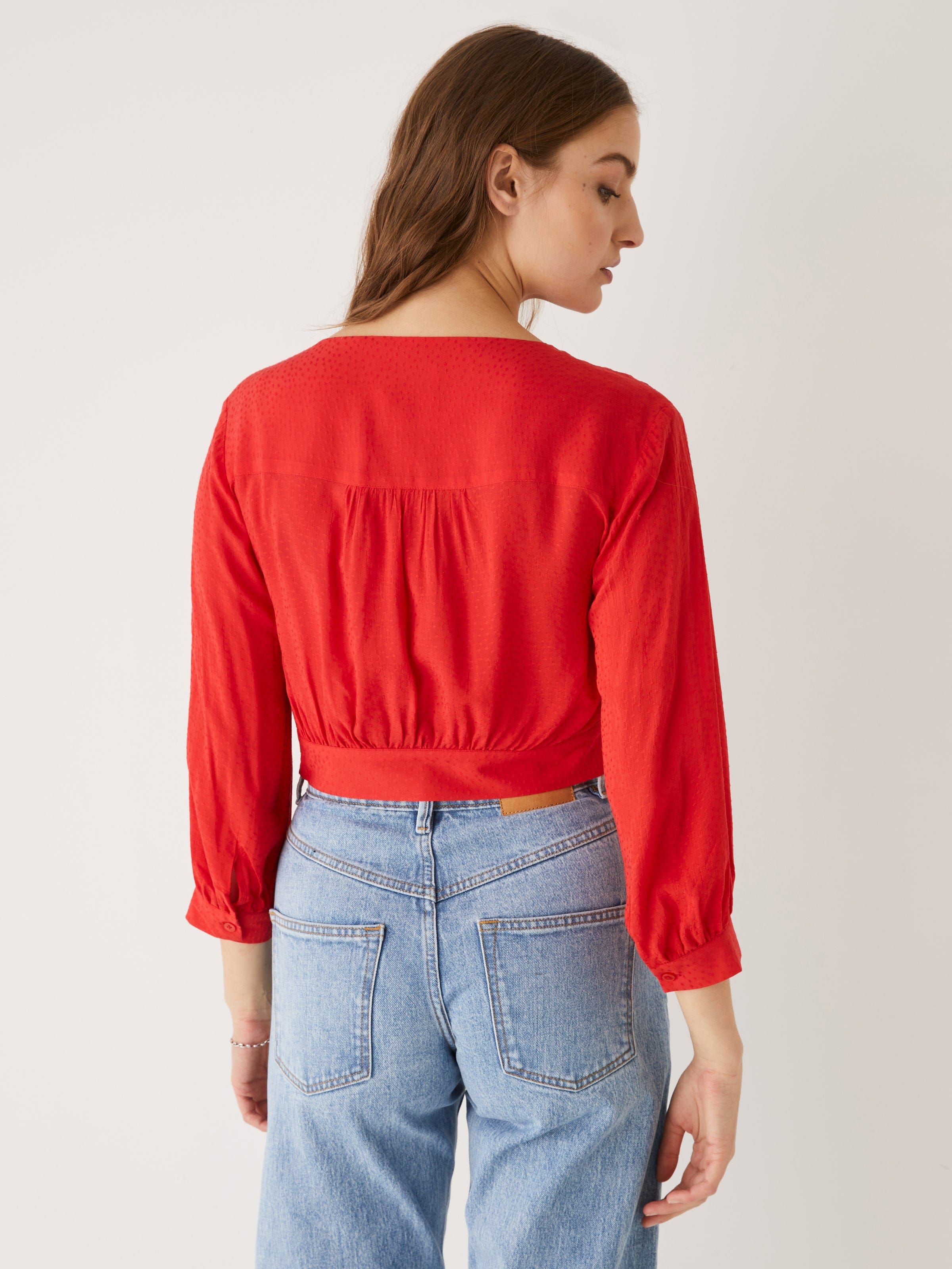 The Textured Wrap Top in Tomato Red sold by Frank & Oak product image thumbnail 3