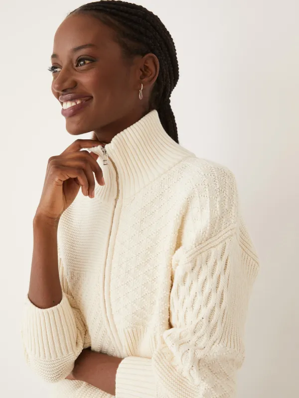 The Patchwork Sweater in White sold by Frank & Oak