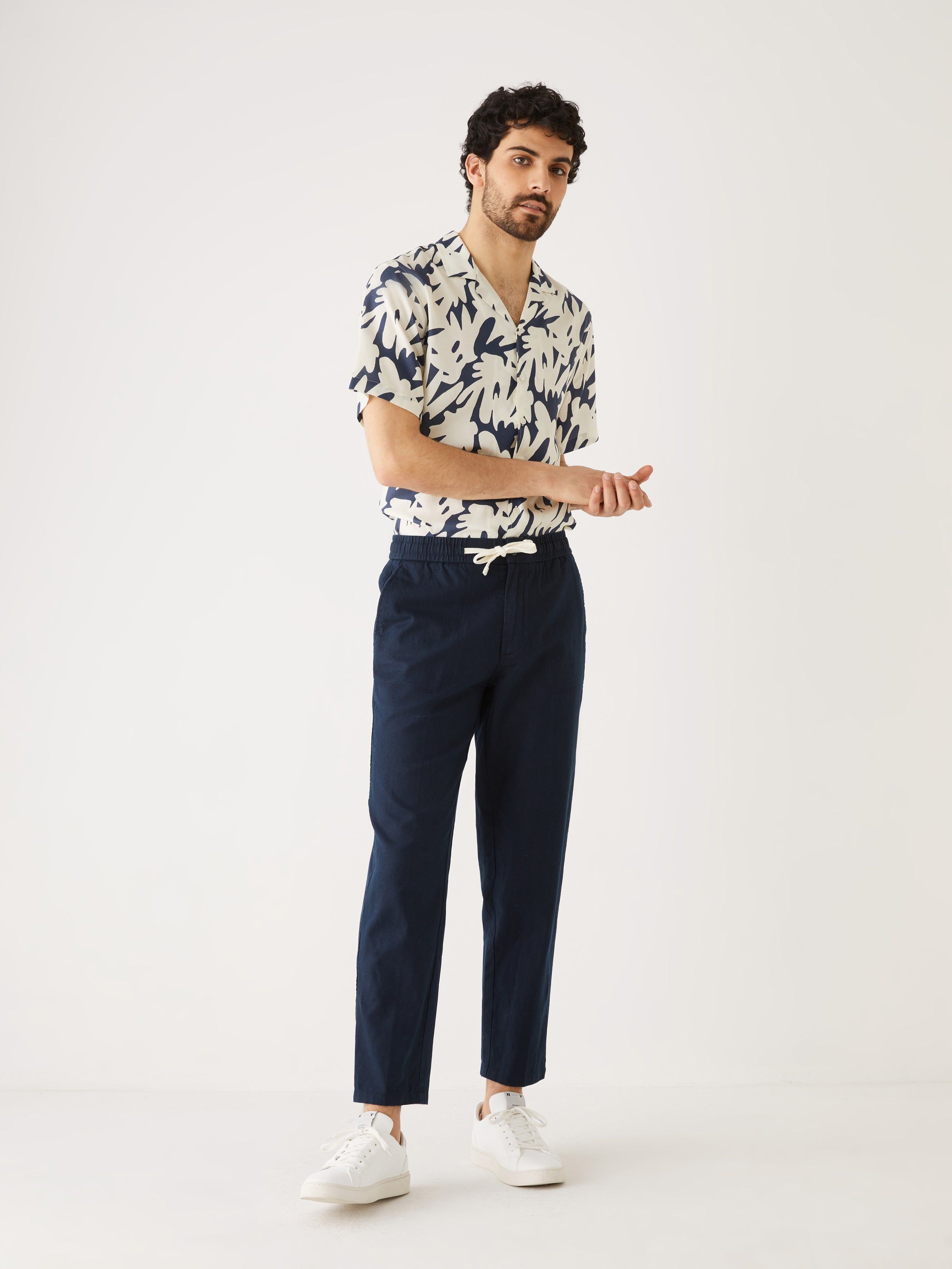 The Cropped Drawstring Pant in Deep Blue sold by Frank & Oak product image thumbnail 4