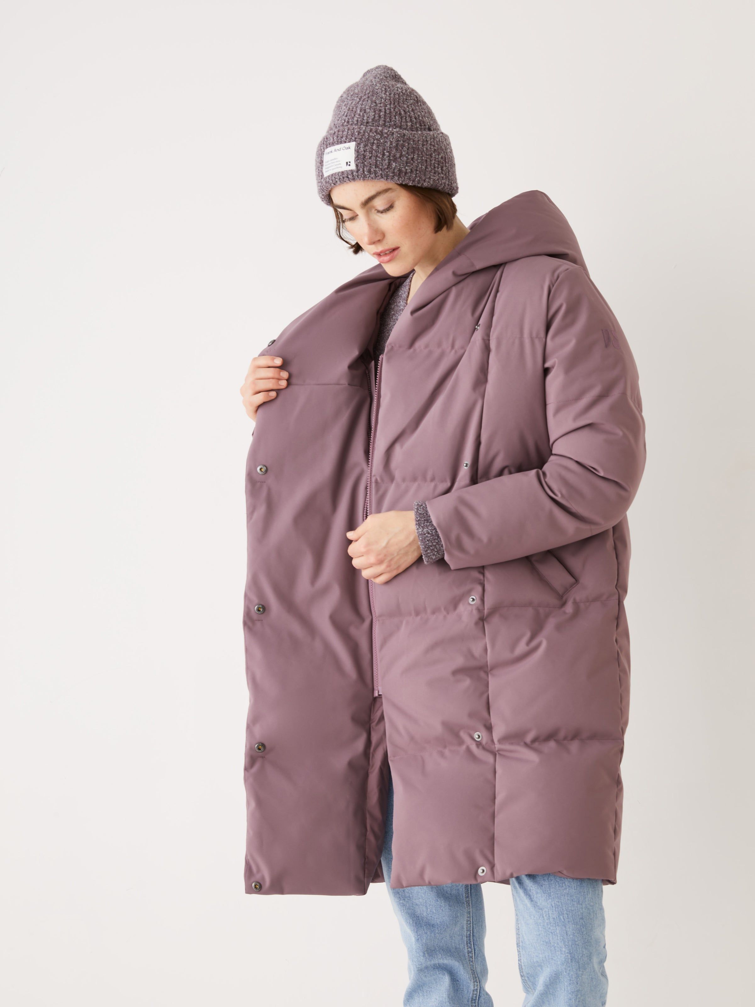 The Hygge Puffer Coat in Purple sold by Frank & Oak product image thumbnail 5