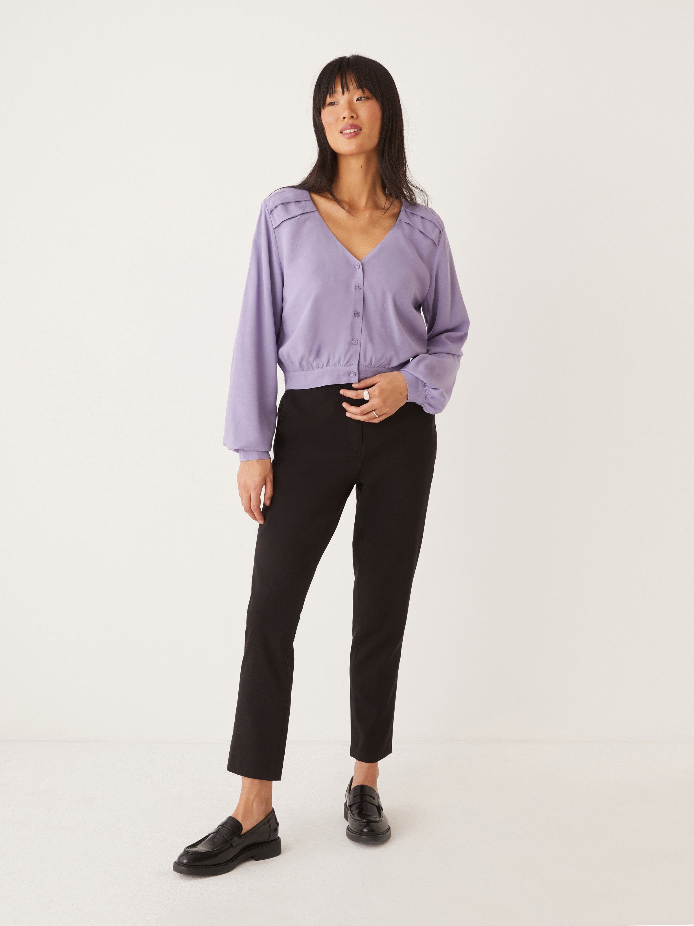 The Cropped Long Sleeve Blouse in Orchid sold by Frank & Oak product image thumbnail 2