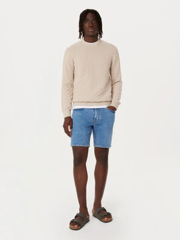 The Adam Slim 8in Short in Medium Blue sold by Frank & Oak