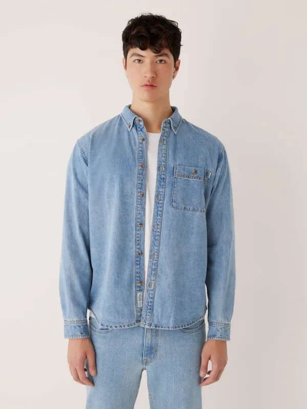 The Clark Denim Shirt in Vintage Bleach Blue sold by Frank & Oak