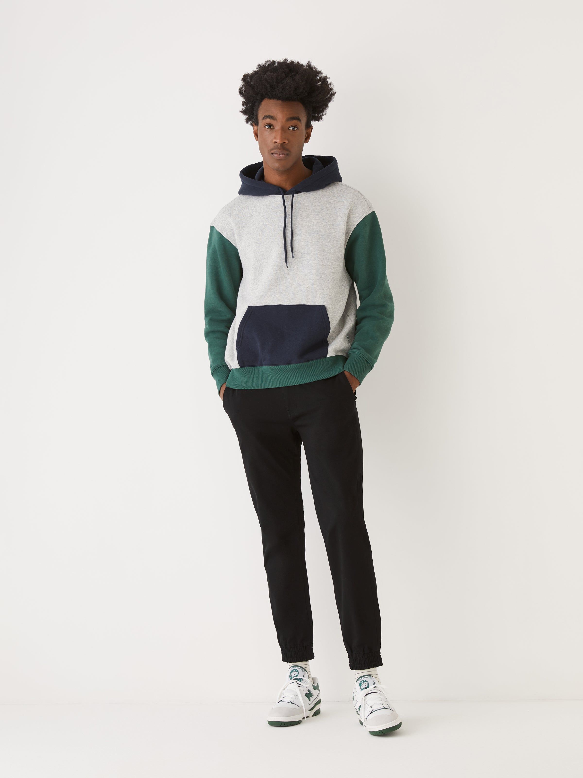 The Colour Block Hoodie in Vintage Grey sold by Frank & Oak