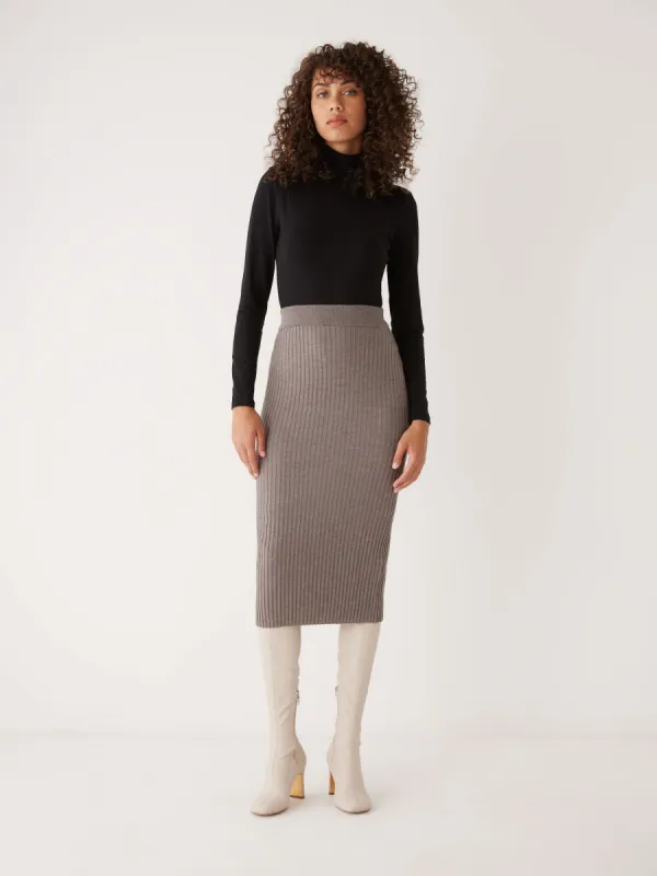 The Merino Sweater Skirt in Beige Grey sold by Frank & Oak