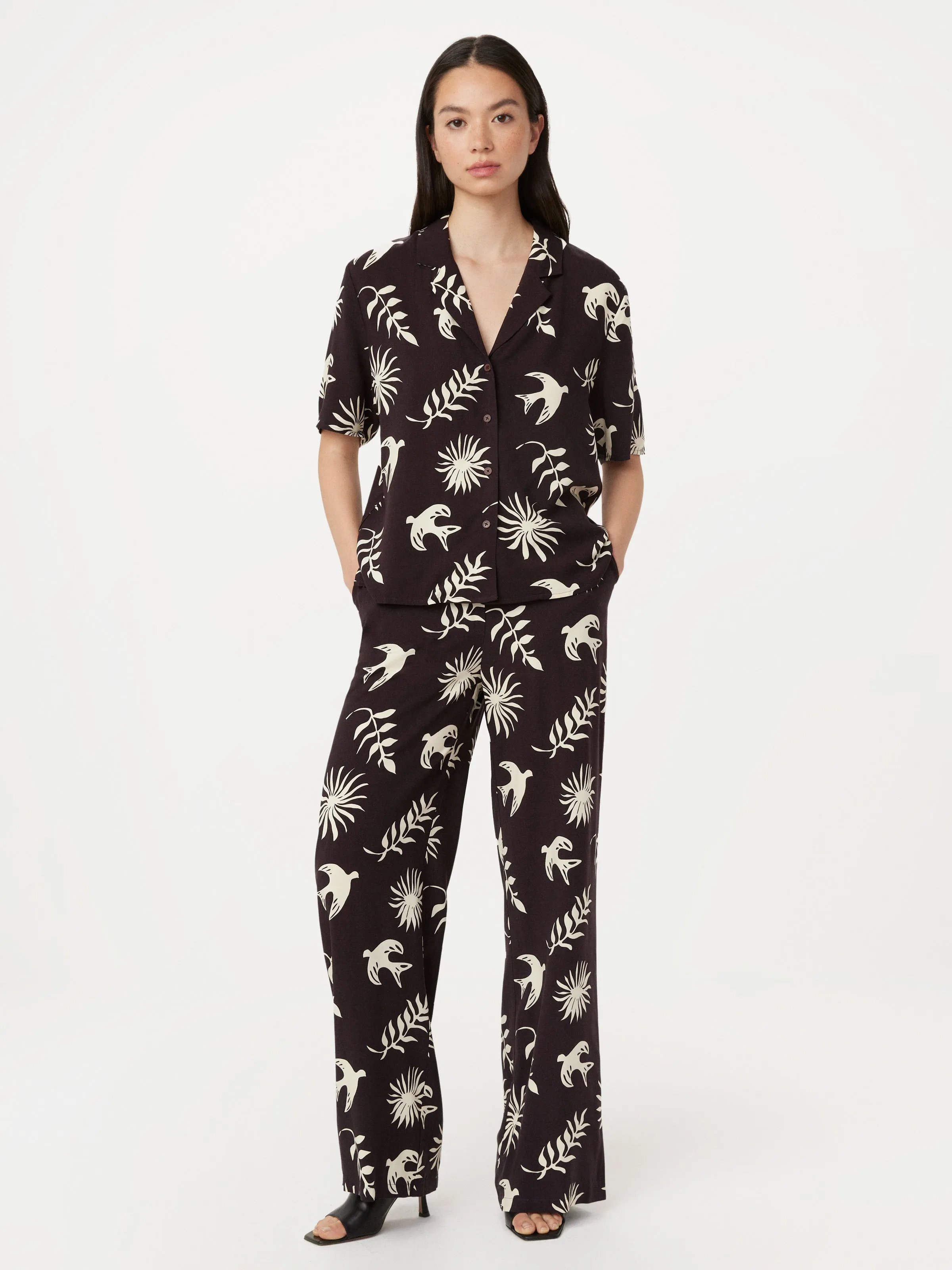 The Printed Camp Collar Blouse in Mahogany sold by Frank & Oak product image thumbnail 3