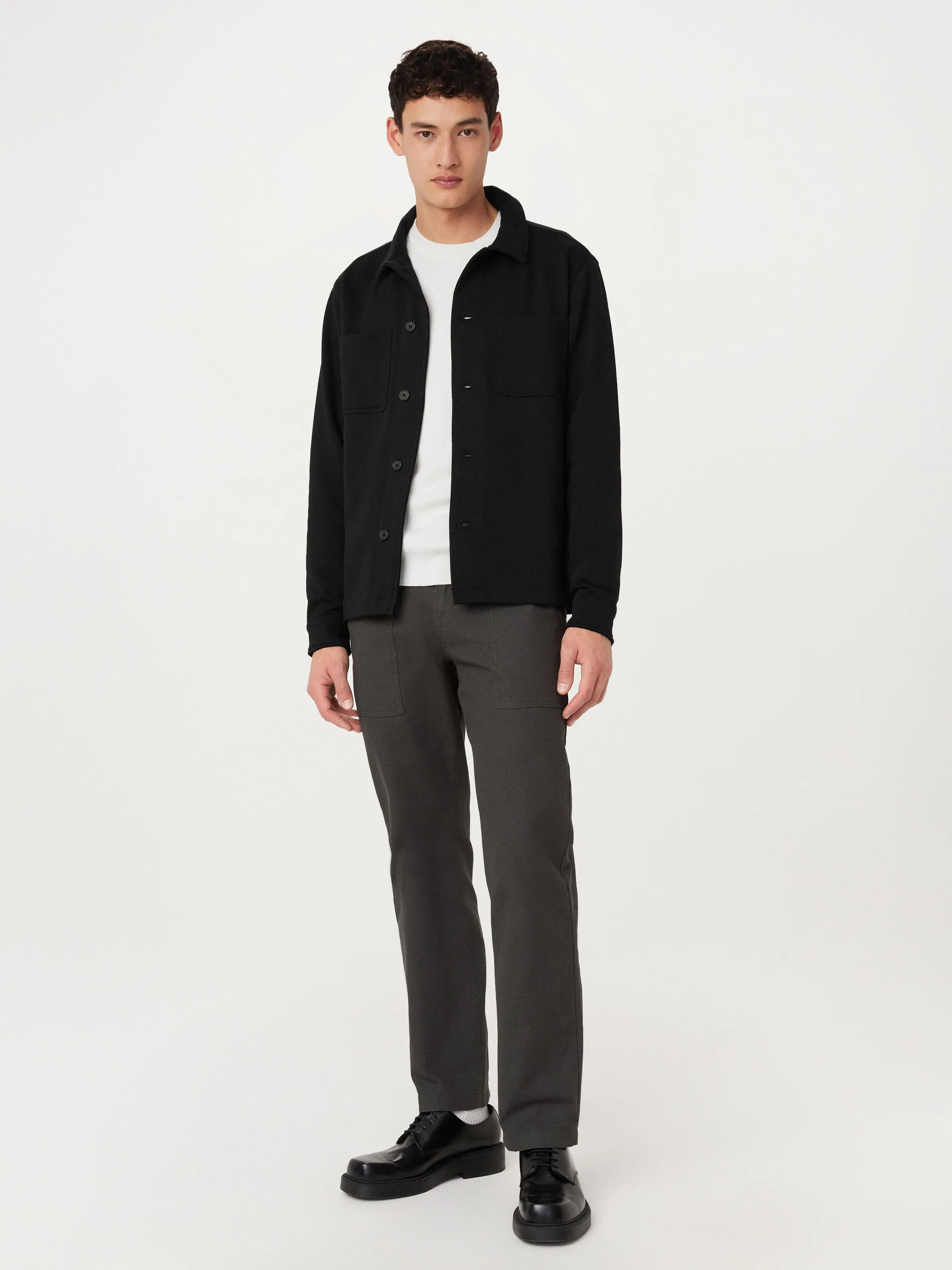 The Jordan French Terry Overshirt in Black sold by Frank & Oak