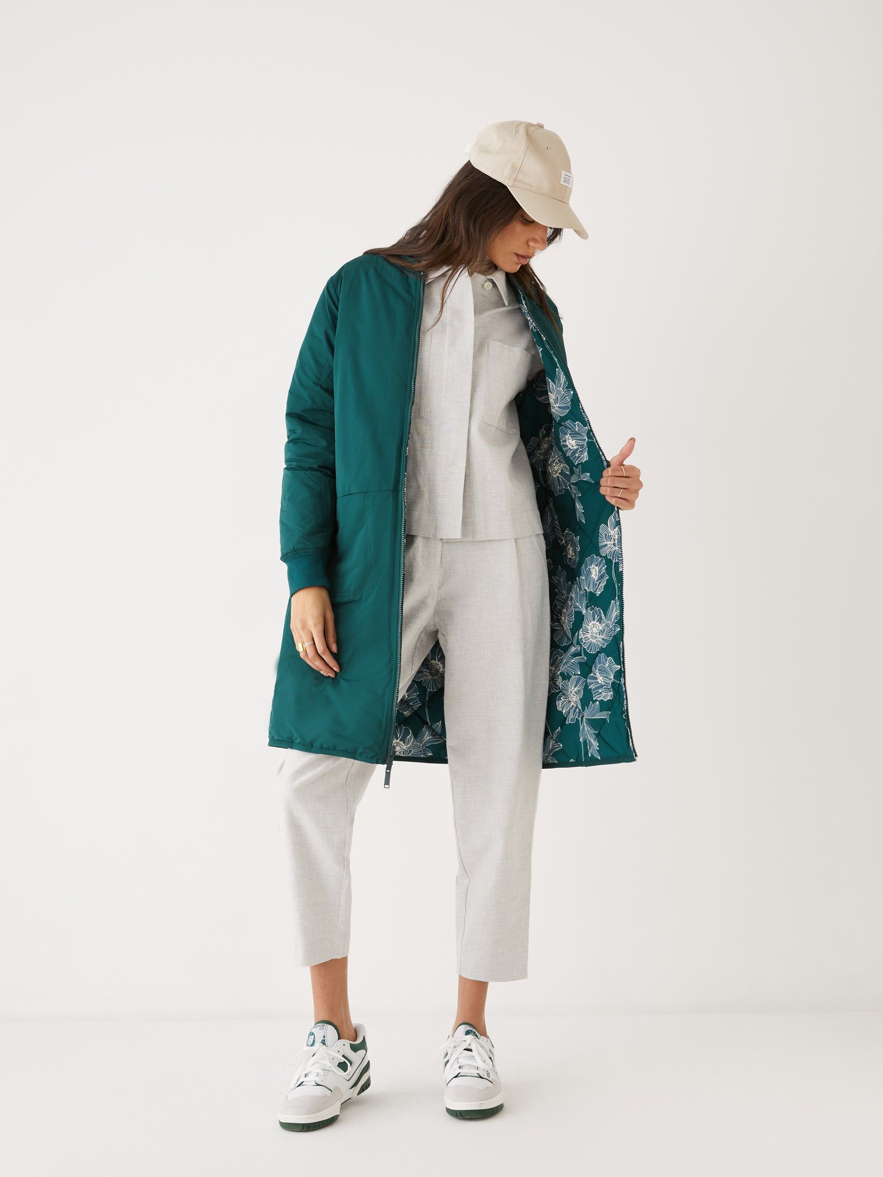 The Printed Skyline Reversible Bomber in Dark Green sold by Frank & Oak product image thumbnail 3