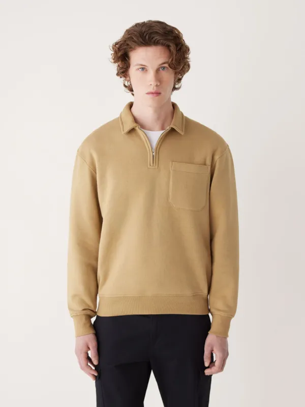 The Half-Zipped French Fleece Pullover in Butterscotch sold by Frank & Oak