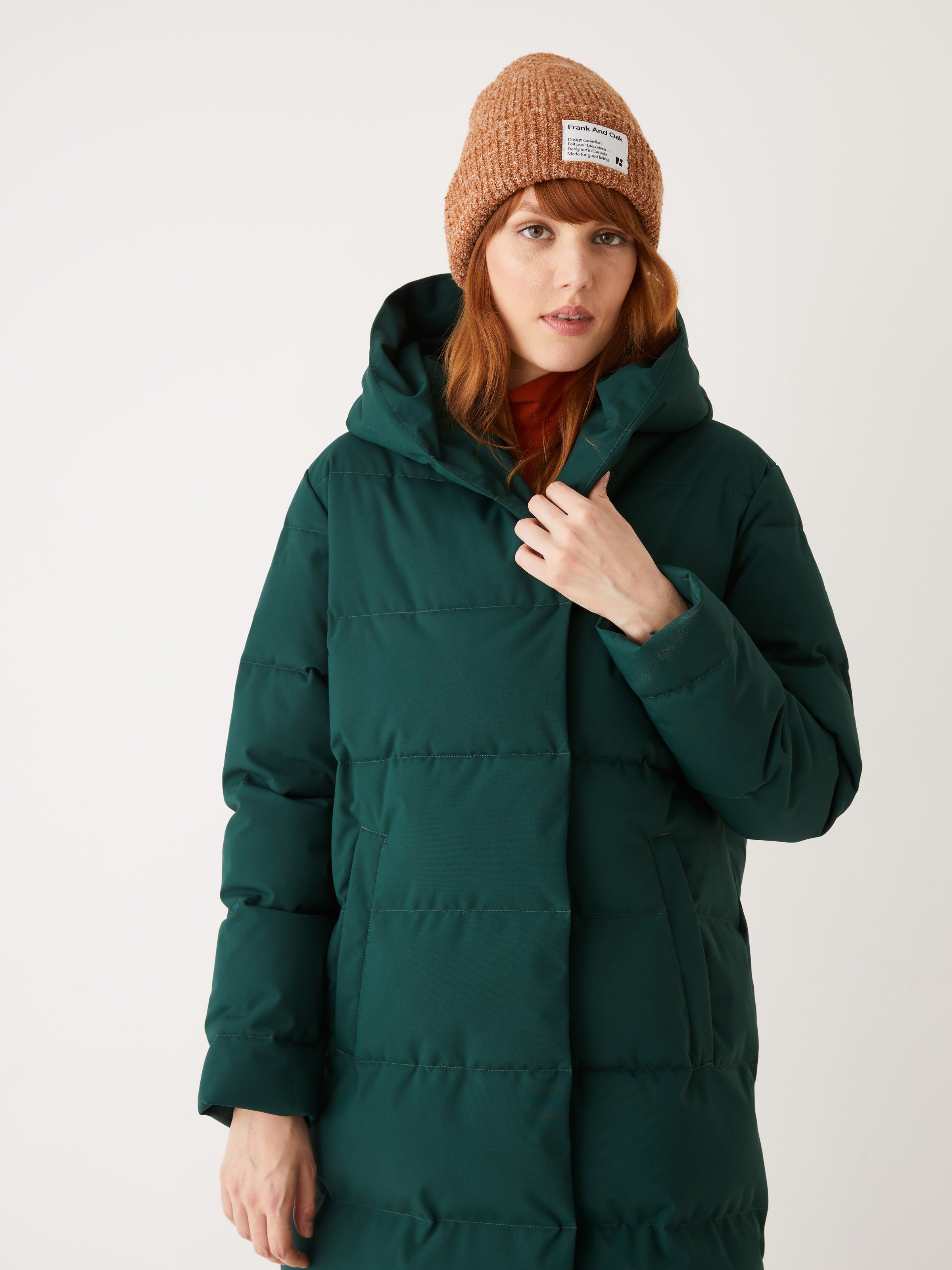 The Highland Long Puffer Coat in Pine Grove sold by Frank & Oak product image thumbnail 11