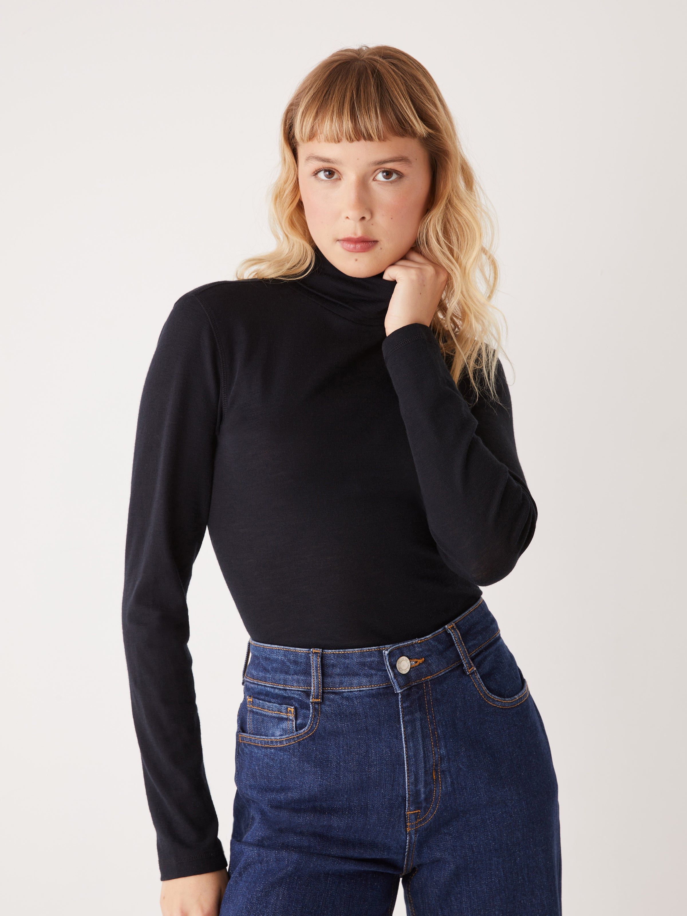 The Merino Wool Turtleneck in Black sold by Frank & Oak product image thumbnail 2