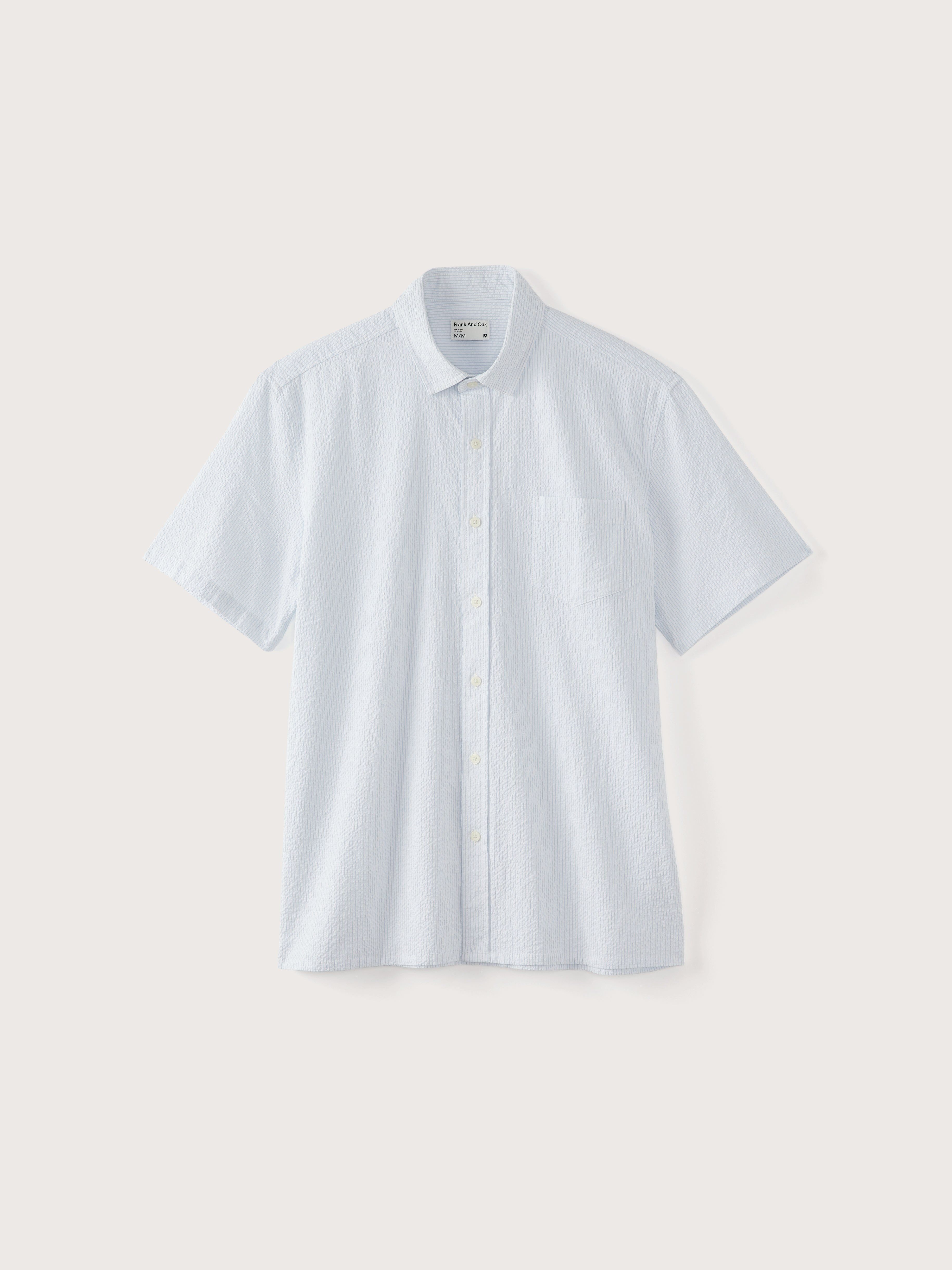 The Short-Sleeved Striped Seersucker Shirt in Blue sold by Frank & Oak product image thumbnail 5