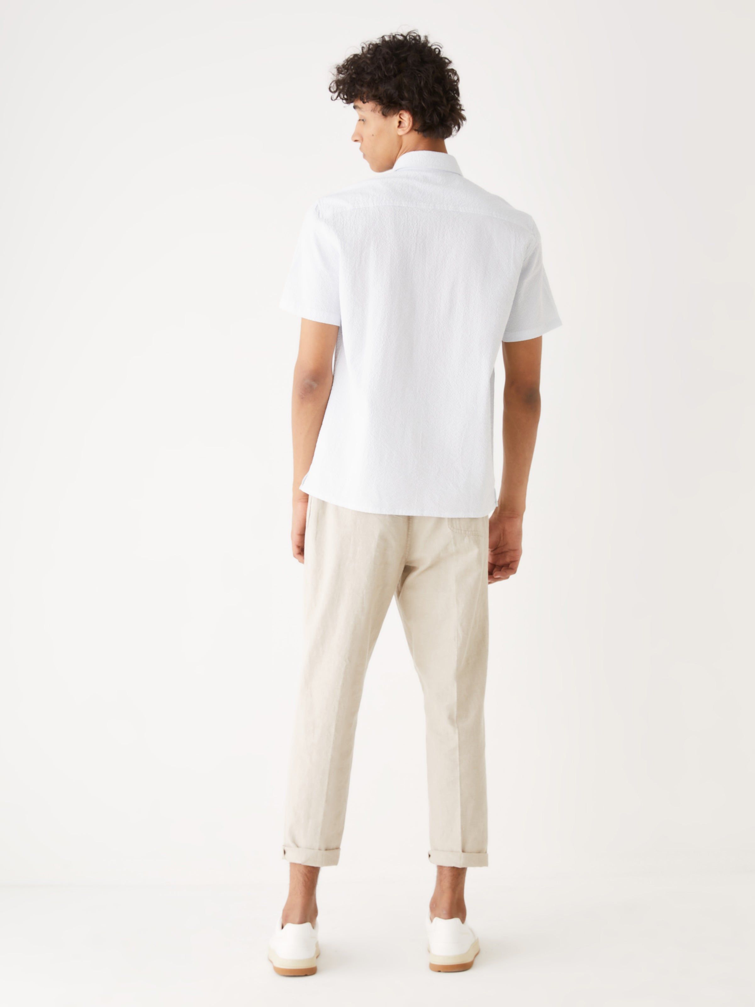 The Short-Sleeved Striped Seersucker Shirt in Blue sold by Frank & Oak product image thumbnail 3