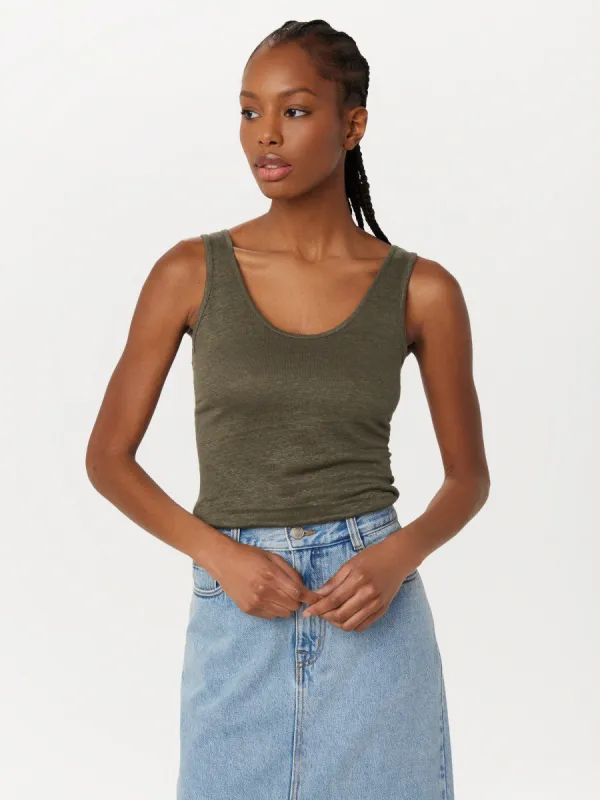 The Linen Tank Top in Green sold by Frank & Oak