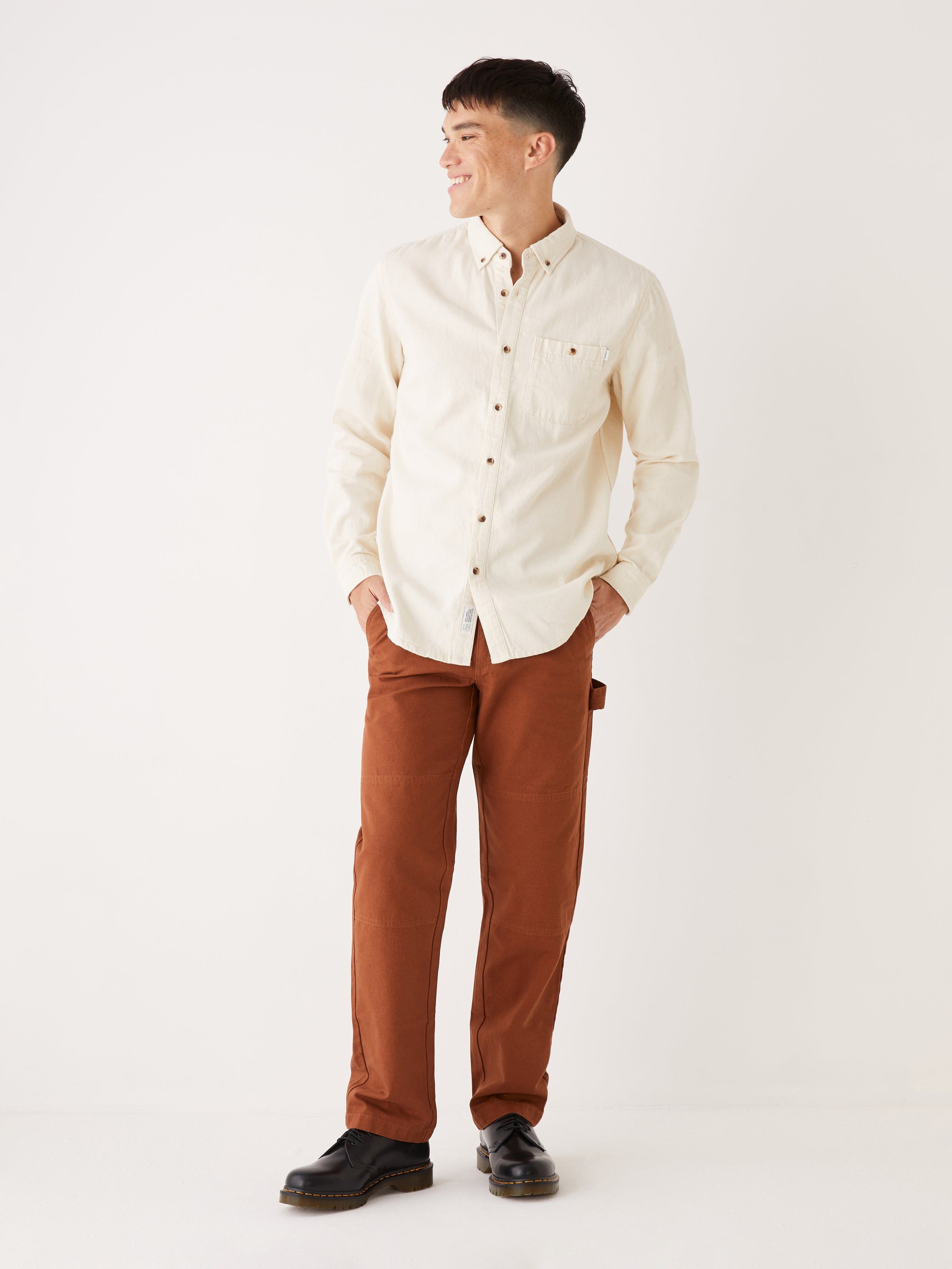 The Clark Denim Shirt in Beige sold by Frank & Oak product image thumbnail 2