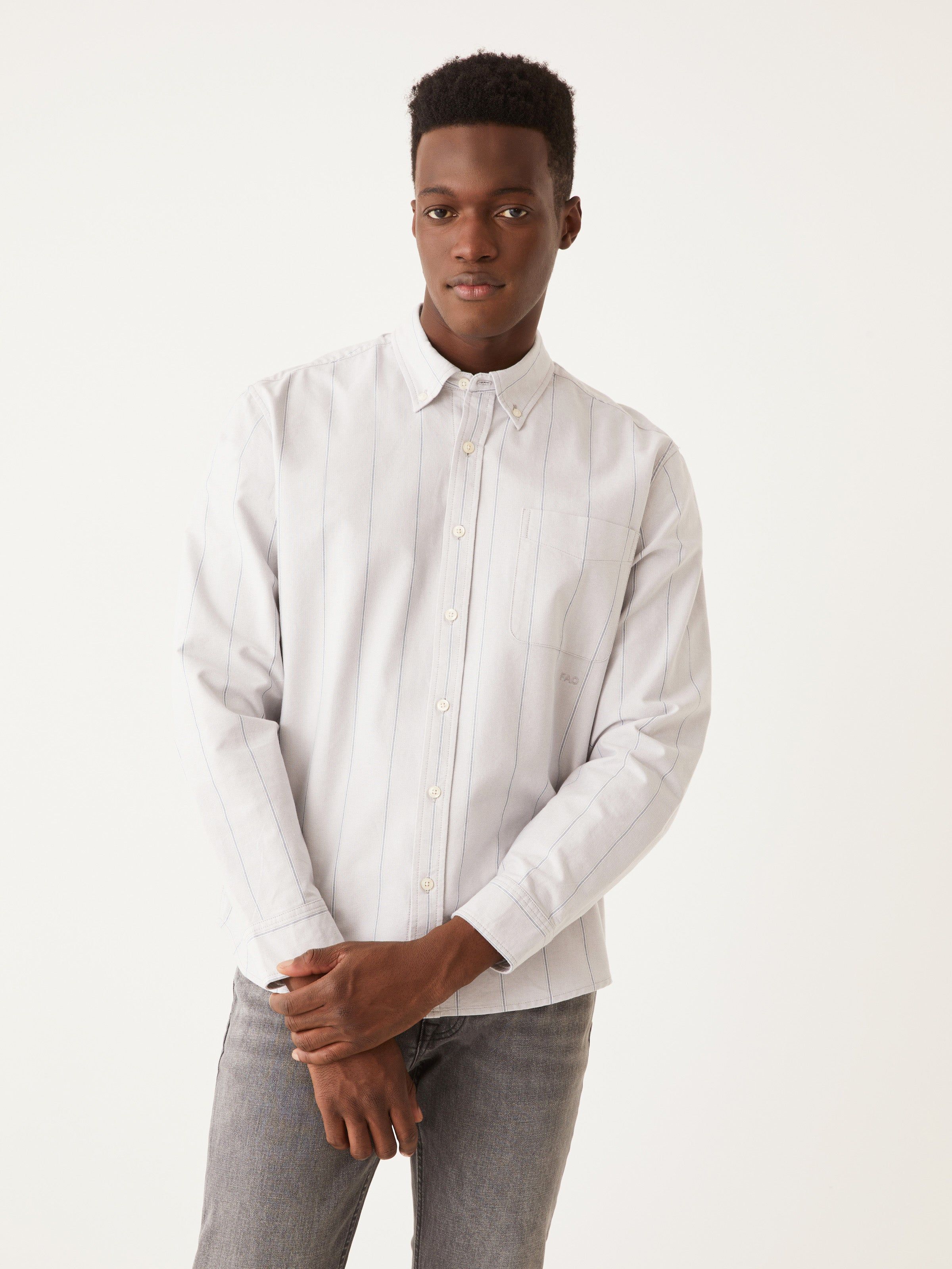 The Striped Vintage Jasper Shirt in Grey sold by Frank & Oak product image thumbnail 2