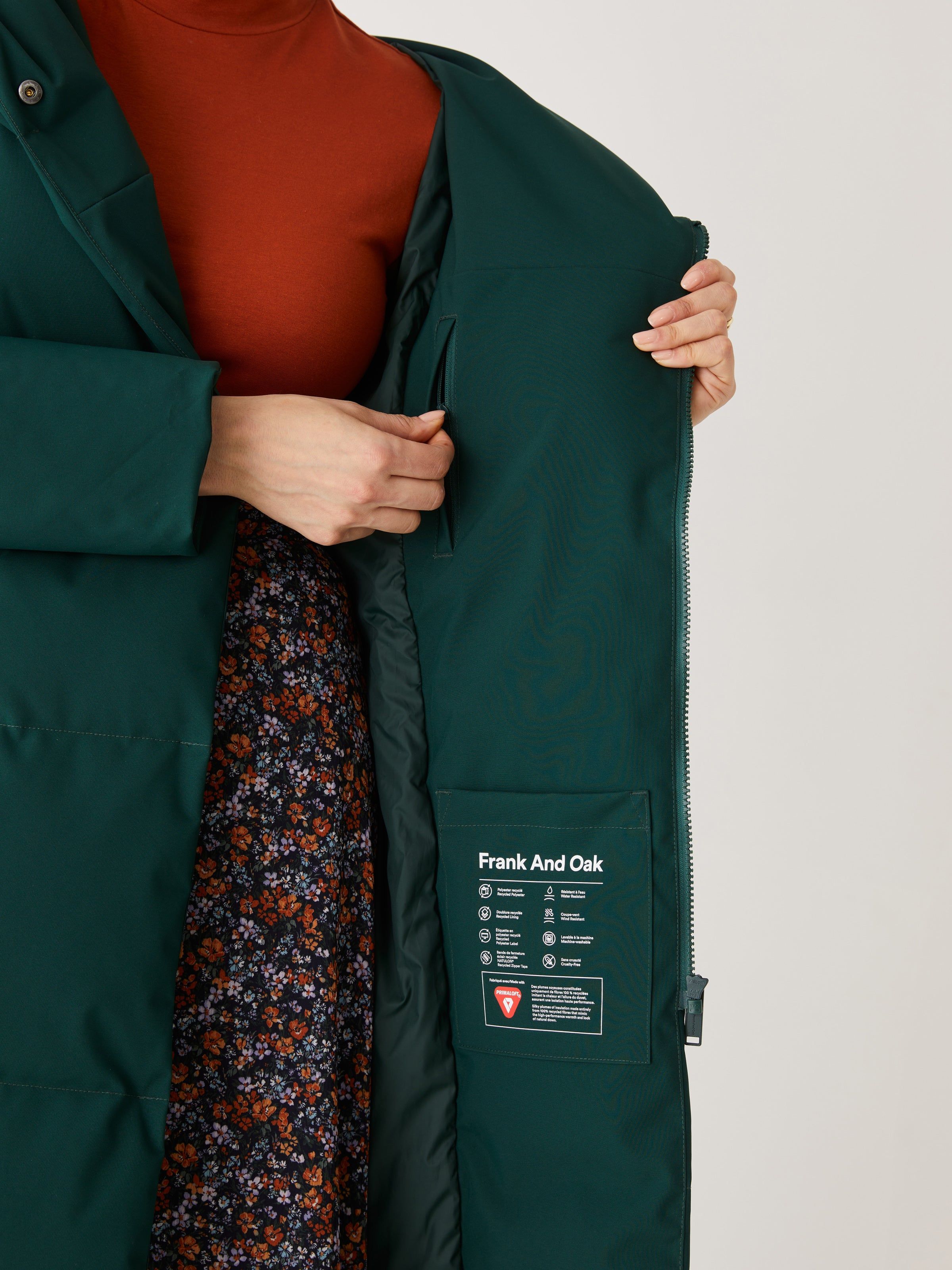 The Hygge Puffer Coat in Pine Grove sold by Frank & Oak product image thumbnail 4