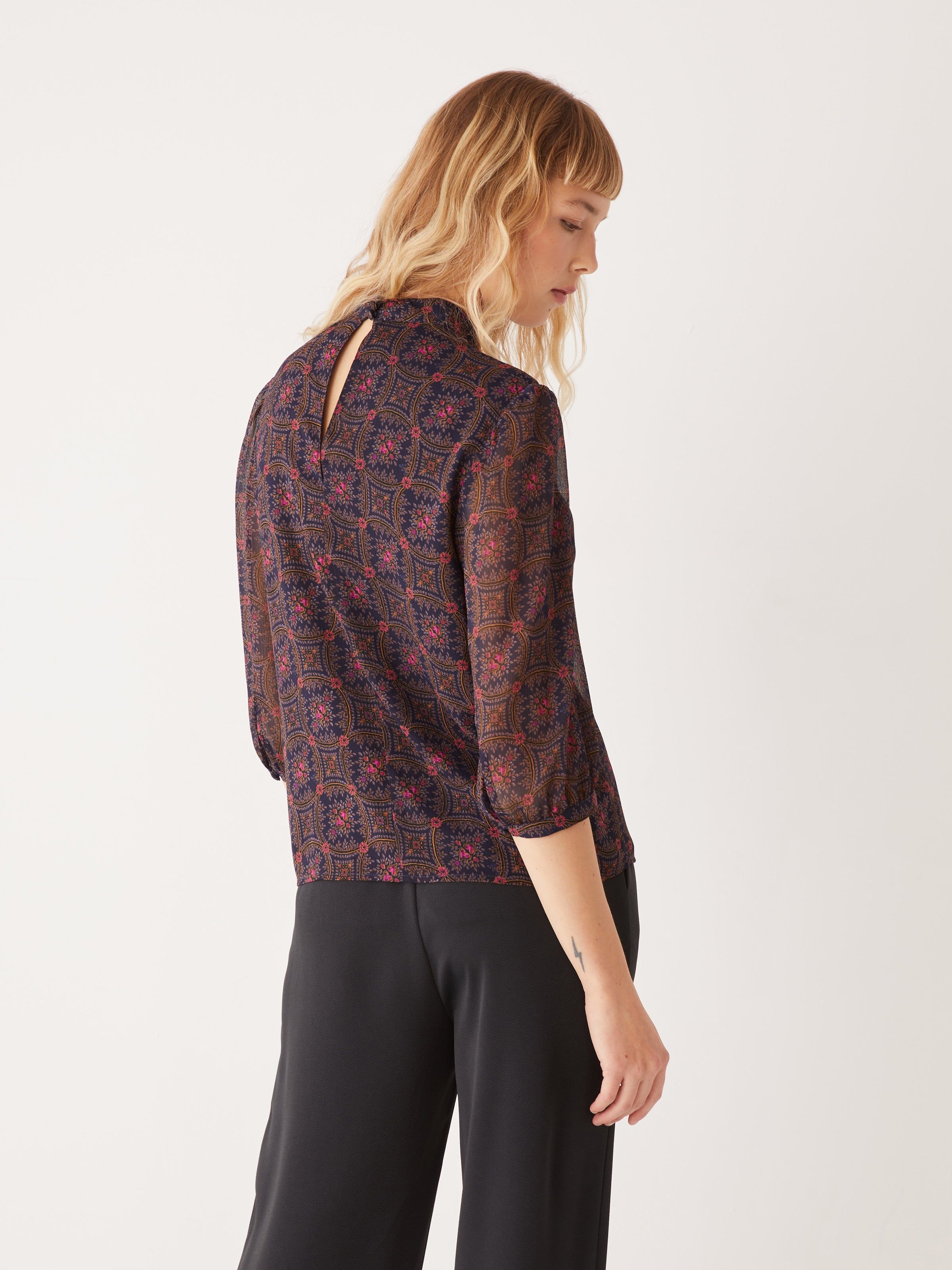 The Printed Button-Up Blouse in Dark Blue sold by Frank & Oak product image thumbnail 4