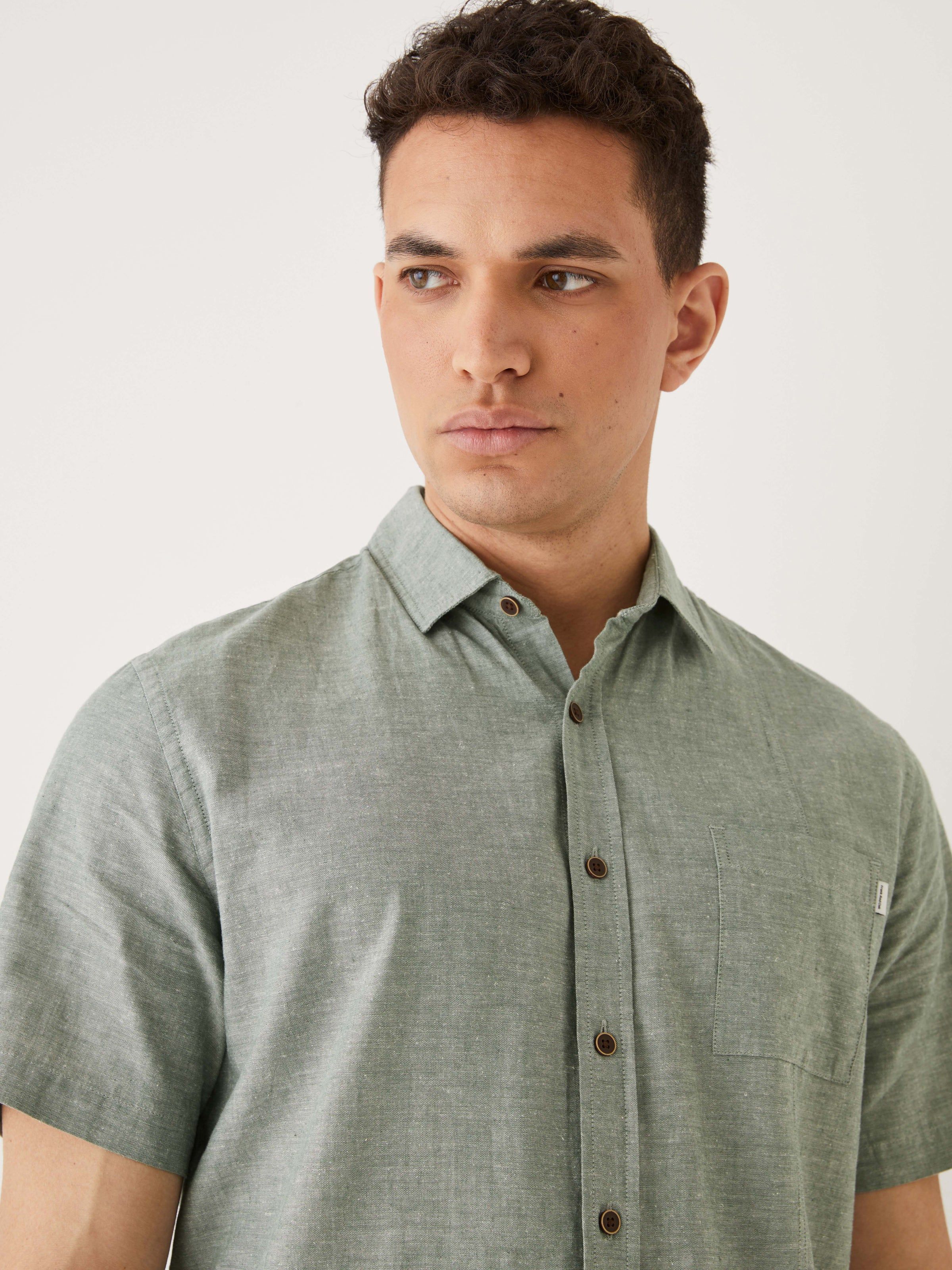 The Short Sleeve Chambray Shirt in Green sold by Frank & Oak product image thumbnail 3