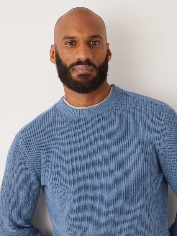 The Ribbed Sweater in Coronet blue made by Frank & Oak