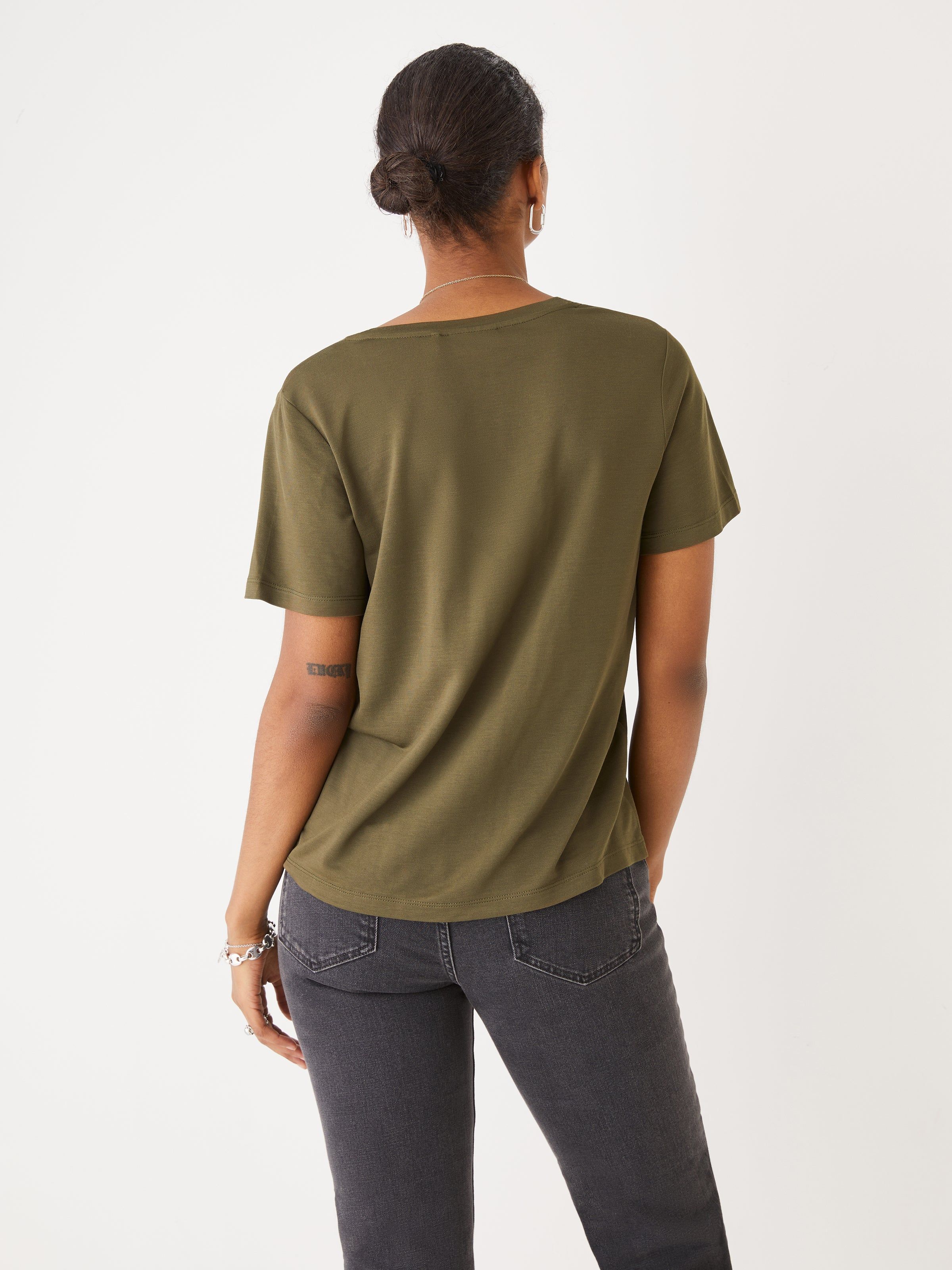 The SuperSoft V-Neck T-Shirt in Dark Olive sold by Frank & Oak product image thumbnail 4