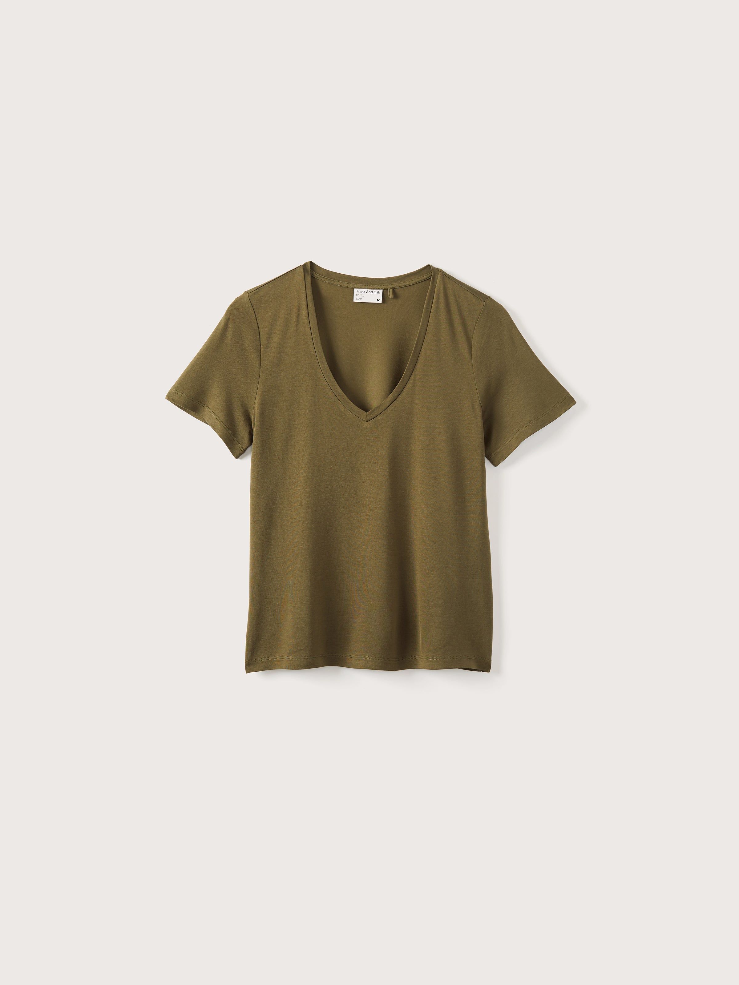 The SuperSoft V-Neck T-Shirt in Dark Olive sold by Frank & Oak product image thumbnail 5