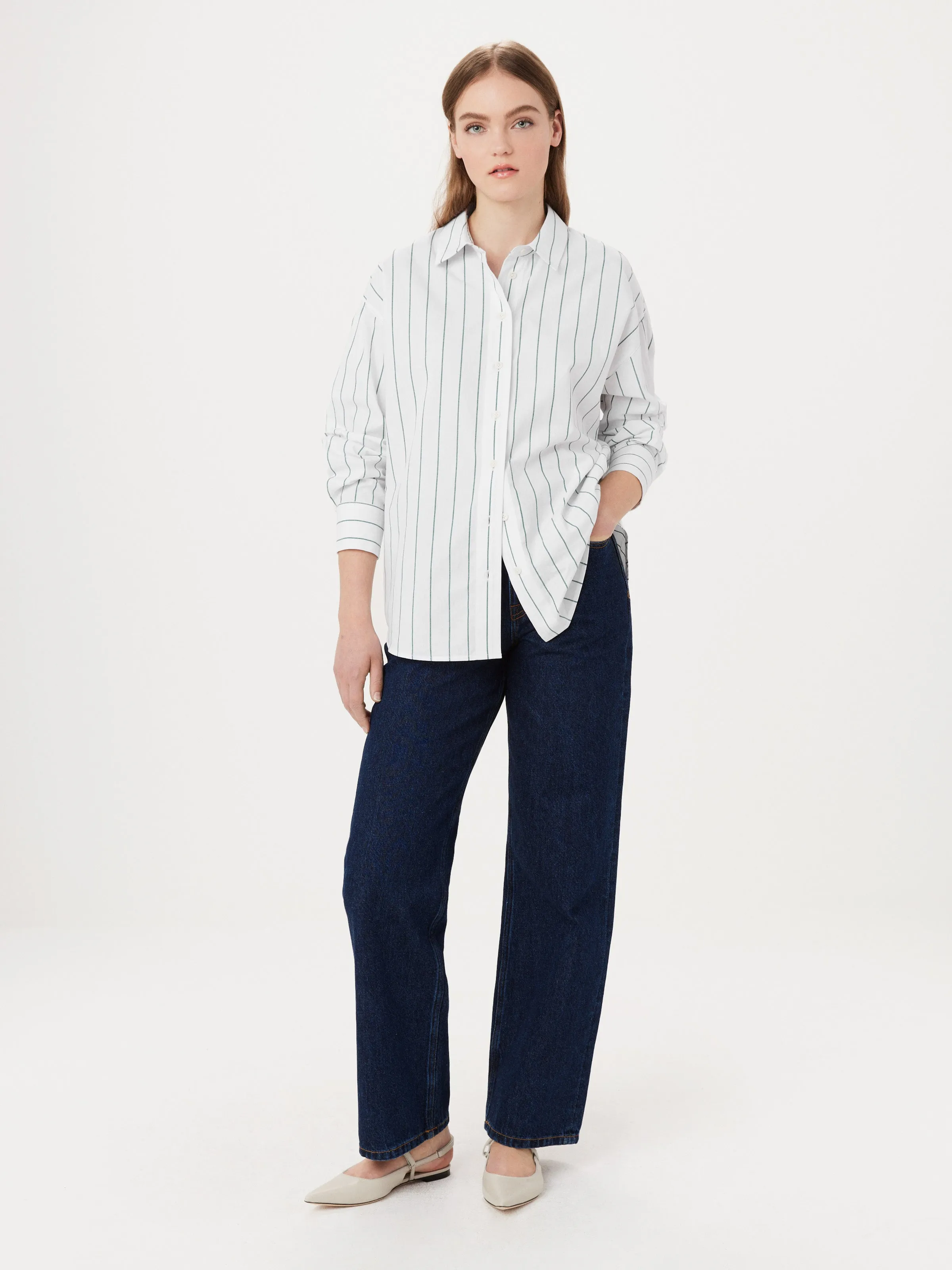 The Loose Striped Kapok Shirt in Dark Green sold by Frank & Oak product image thumbnail 2