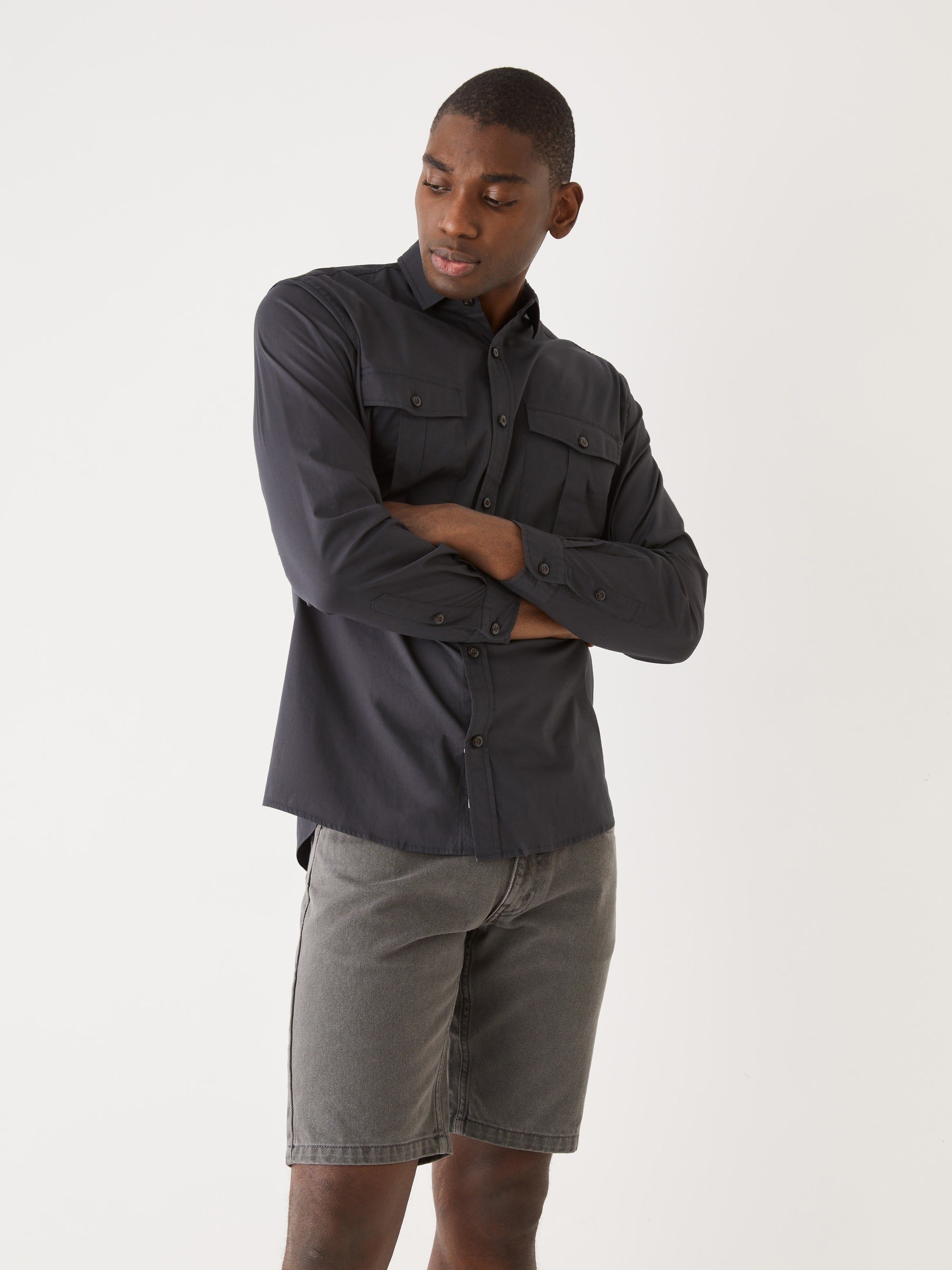 The Lightweight Overshirt in Dark Grey sold by Frank & Oak product image thumbnail 3