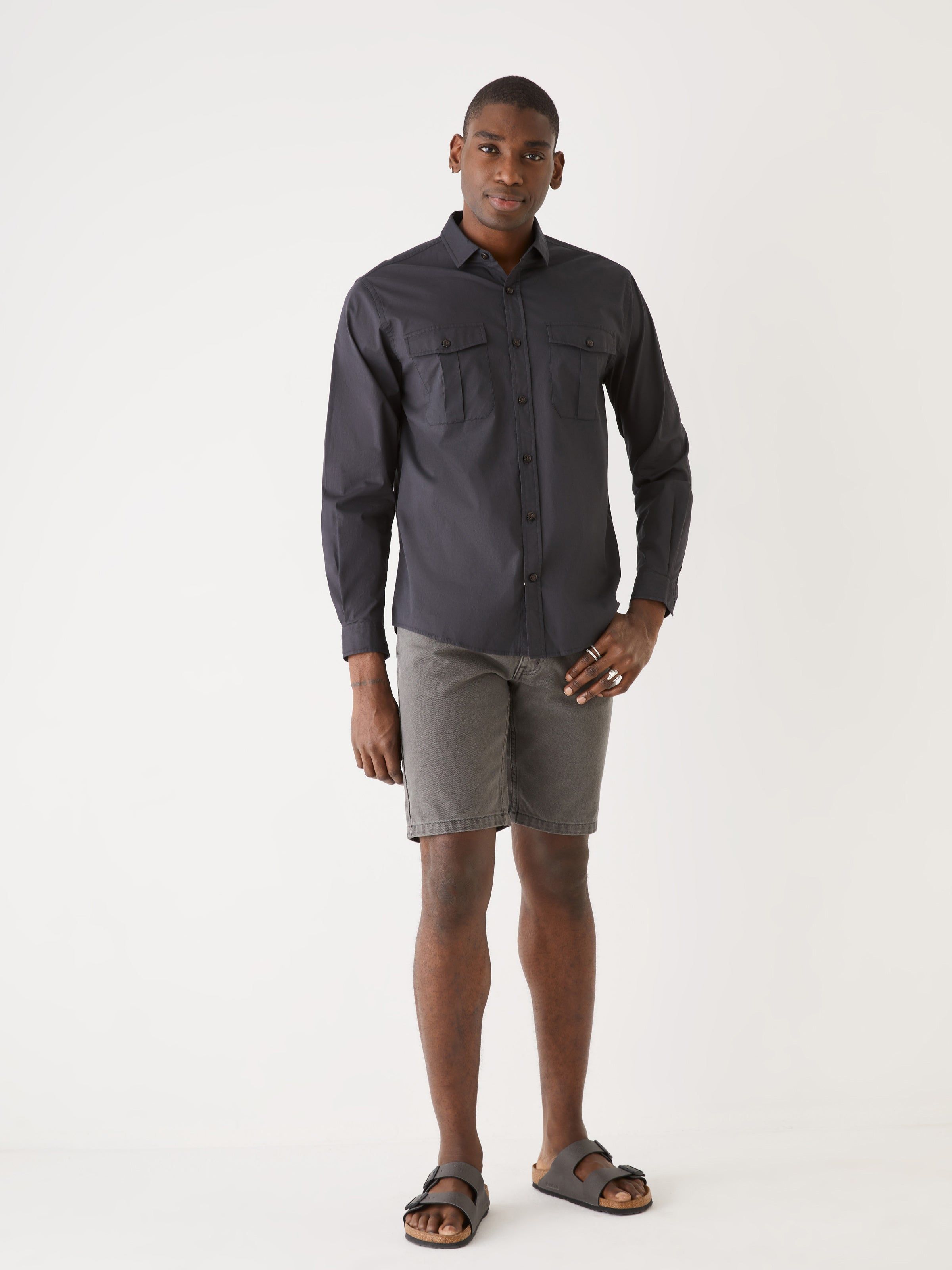 The Lightweight Overshirt in Dark Grey sold by Frank & Oak product image thumbnail 2