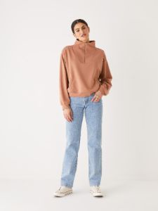 The Half-Zip Hybrid Mockneck in Mocha sold by Frank & Oak