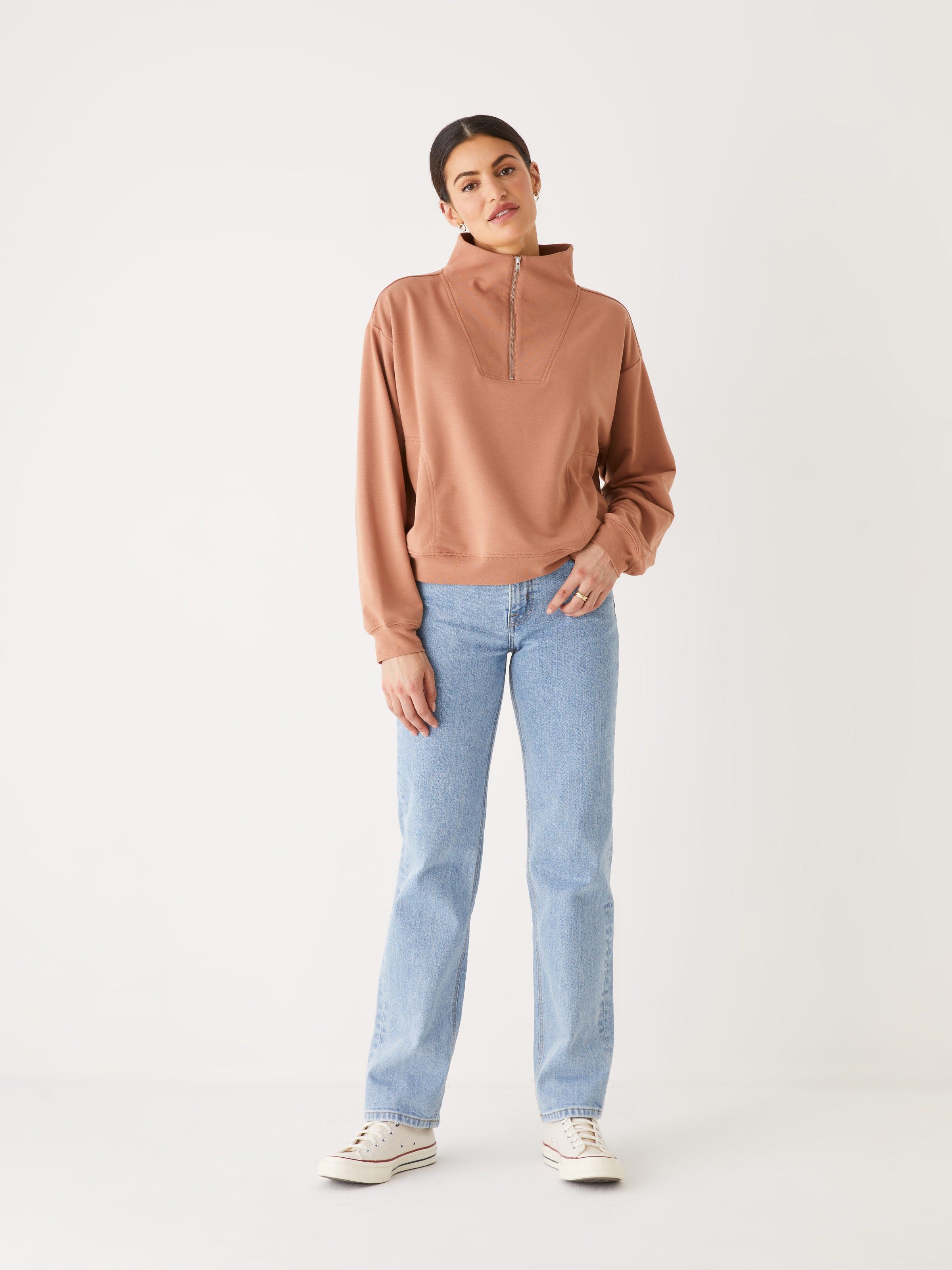 The Half-Zip Hybrid Mockneck in Mocha sold by Frank & Oak product image thumbnail 4