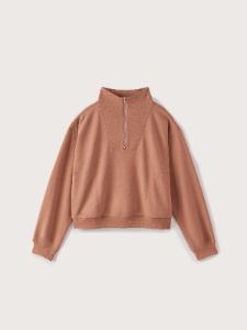 The Half-Zip Hybrid Mockneck in Mocha sold by Frank & Oak