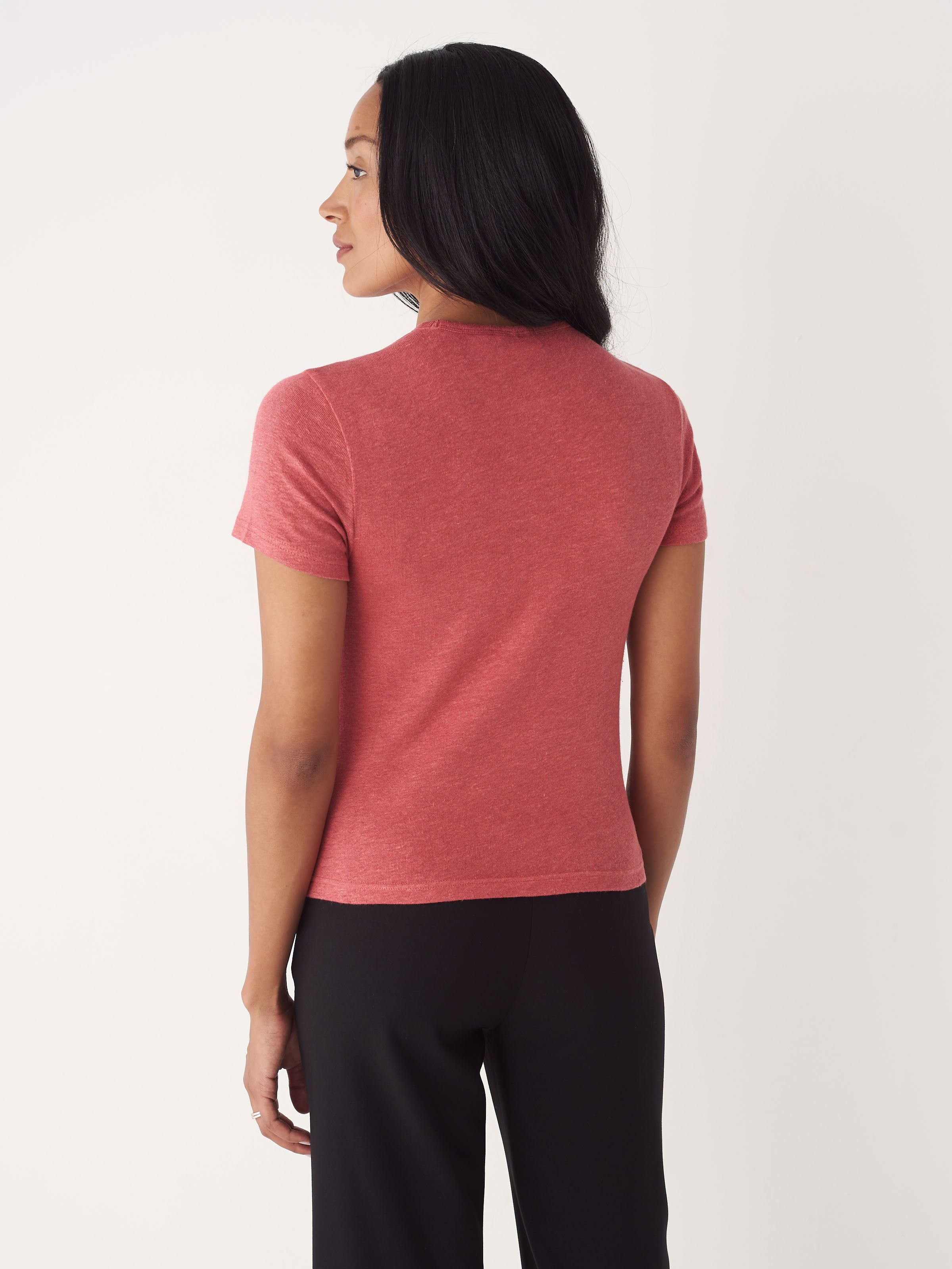 The Fluid Linen T-Shirt in Hibiscus Red sold by Frank & Oak product image thumbnail 3