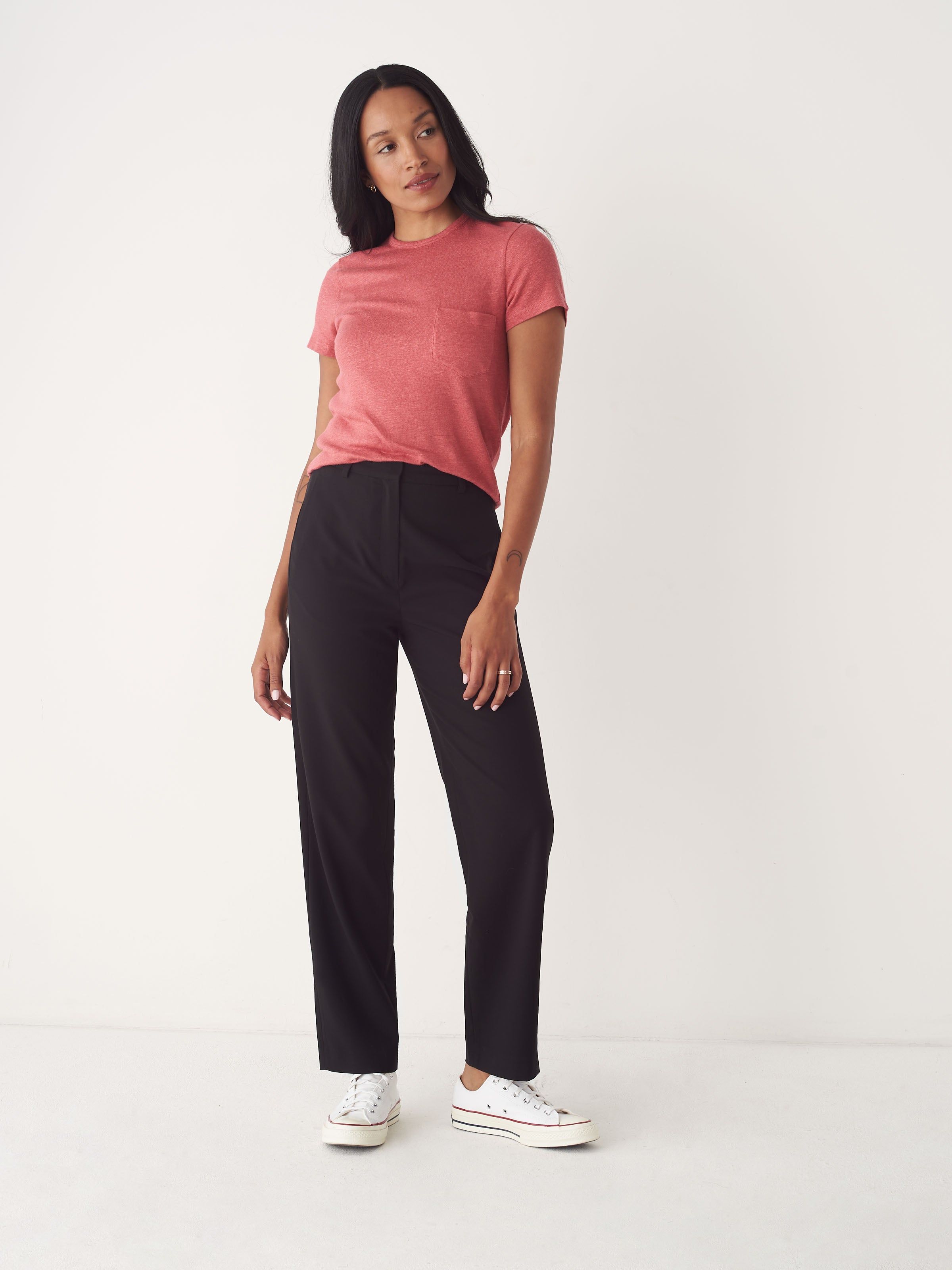 The Fluid Linen T-Shirt in Hibiscus Red sold by Frank & Oak product image thumbnail 2