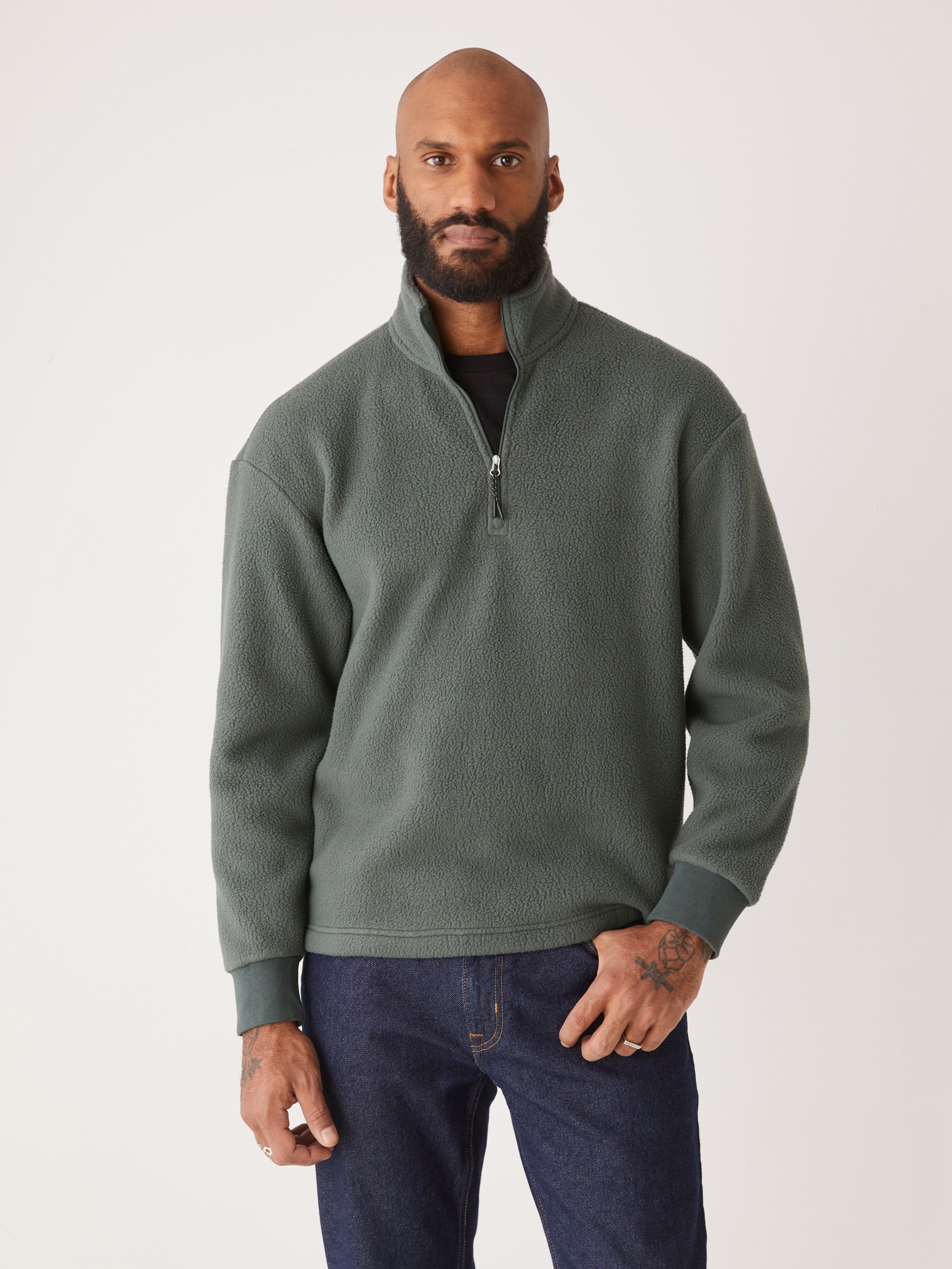 The Polar Fleece Pullover in Smoked Green sold by Frank & Oak