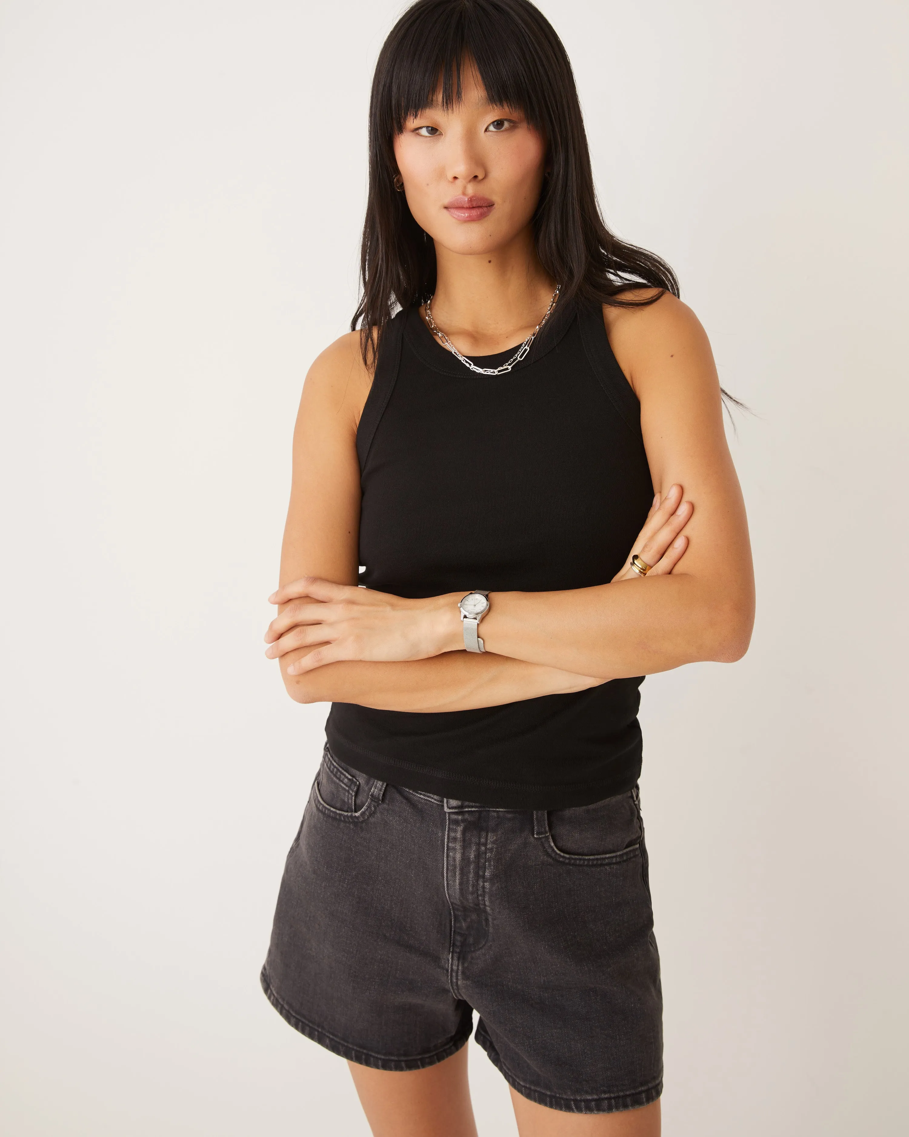 The Organic Cotton Rib Tank in Black sold by Frank & Oak product image thumbnail 2
