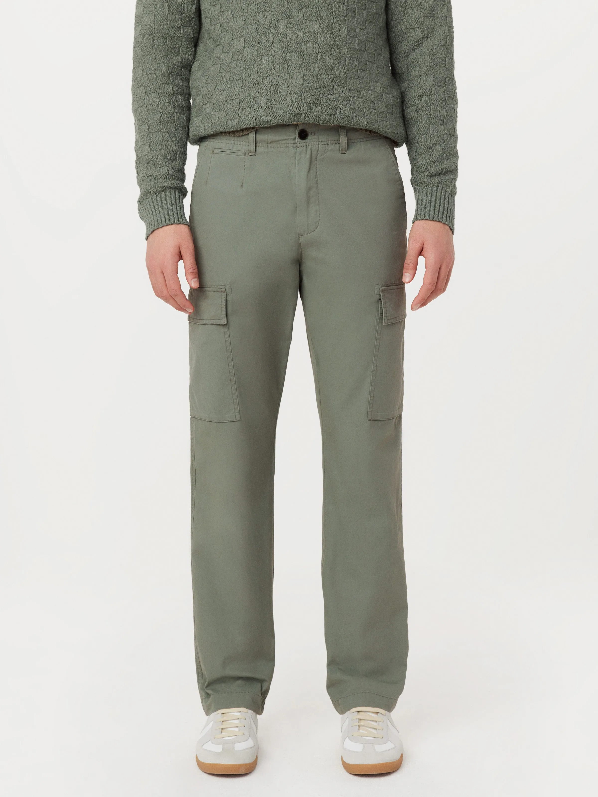 The Joey Straight Cargo Pant in Boreal Green sold by Frank & Oak