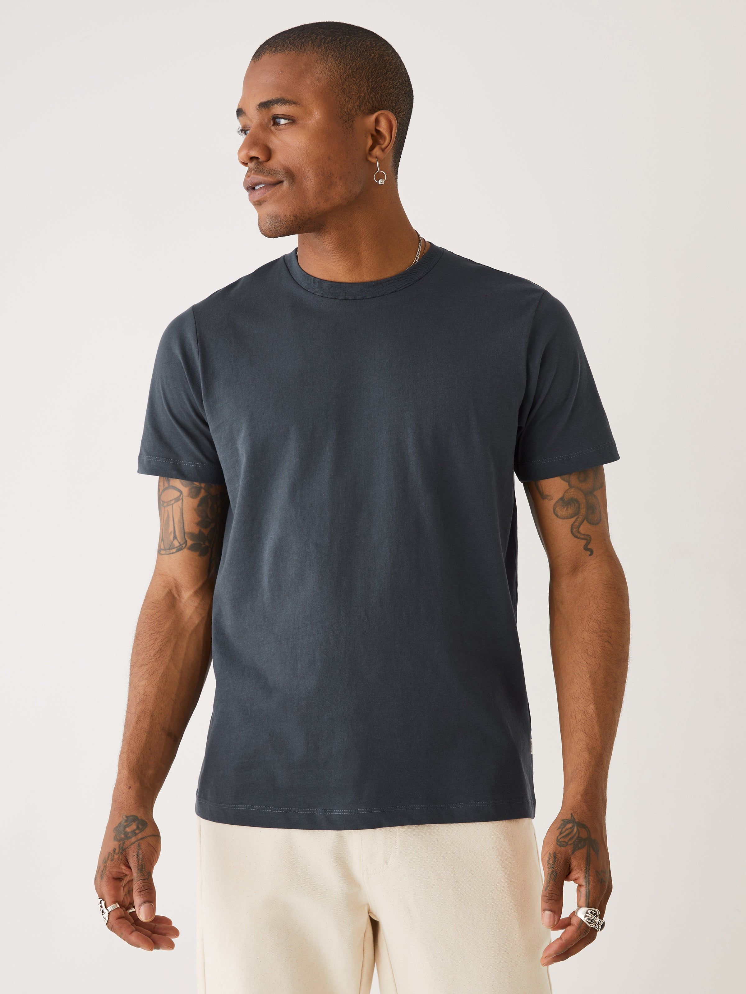 The Slim Fit Essential T-Shirt in Night Blue sold by Frank & Oak