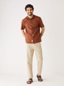 The Short Sleeve Hemp Shirt in Tortoise Brown sold by Frank & Oak